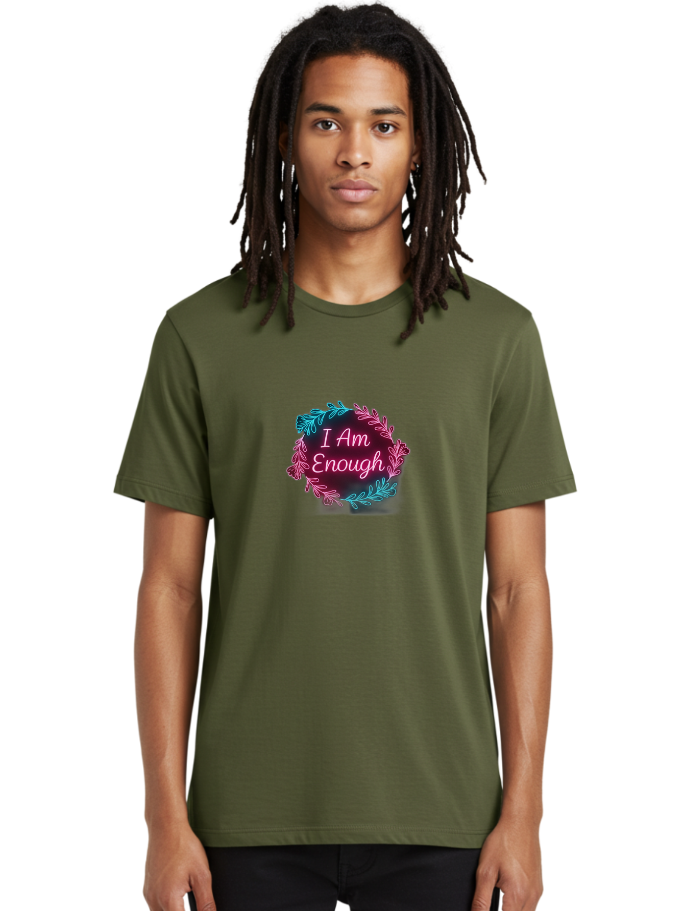 I-Am-Enough-2 Men'S Graphic Tee, 100% Cotton, Comfortable Casual Summer Wear, Machine Washable, Empowerment Message, Motivational Quote, Self Love, Personal Growth, Positive Affirmation, Inspirational Words, Mental Wellness, I Am Enough Bae206
