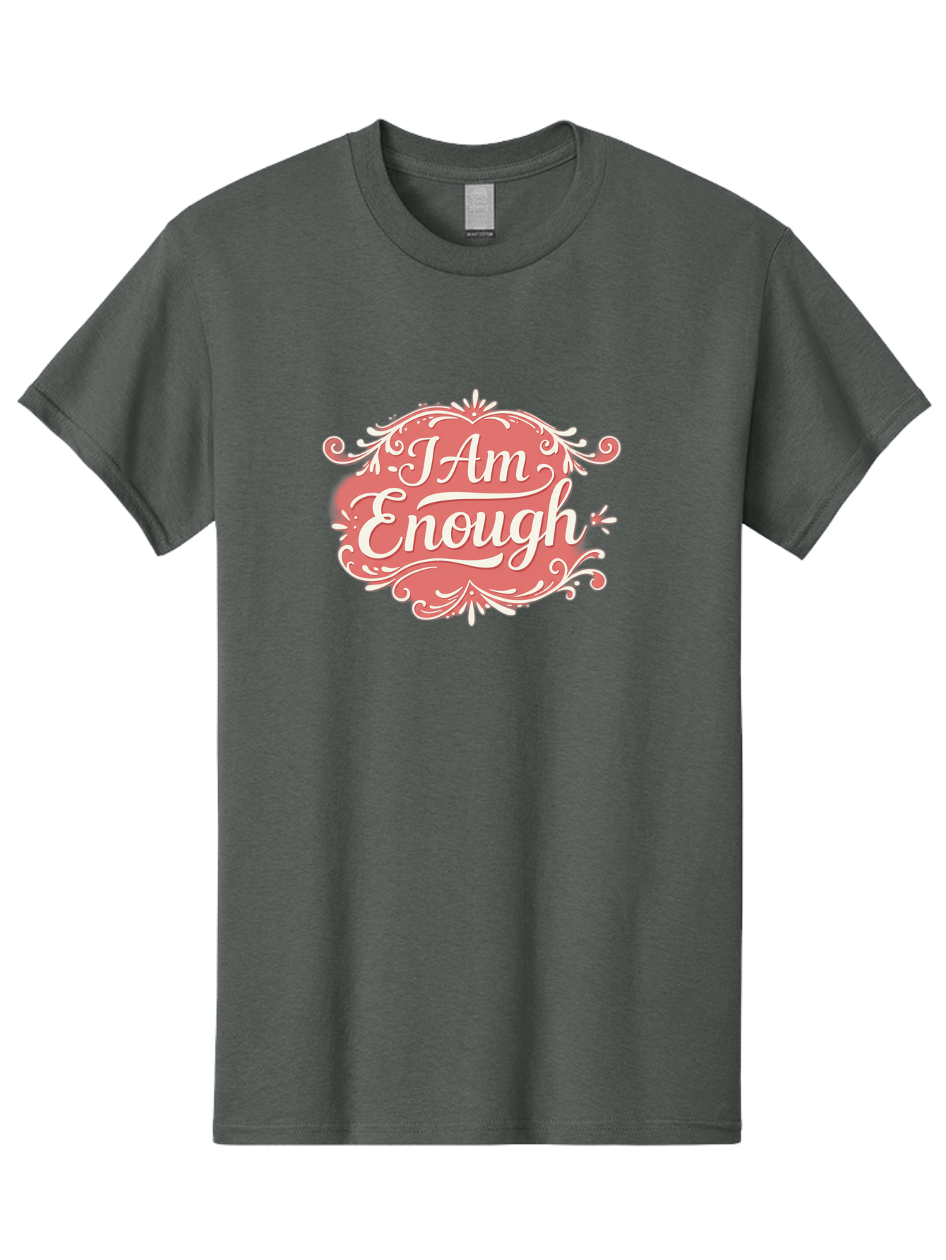 I-Am-Enough-3 Men'S Graphic Tee, 100% Cotton, Comfortable Casual Summer Wear, Machine Washable, Positive Affirmation, Self Love, Empowerment, Motivational Quote, Inspirational Message, Pink And White Design, Floral Elements, Bae207
