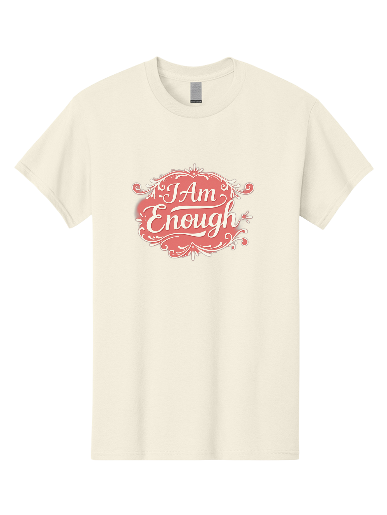 I-Am-Enough-3 Men'S Graphic Tee, 100% Cotton, Comfortable Casual Summer Wear, Machine Washable, Positive Affirmation, Self Love, Empowerment, Motivational Quote, Inspirational Message, Pink And White Design, Floral Elements, Bae207