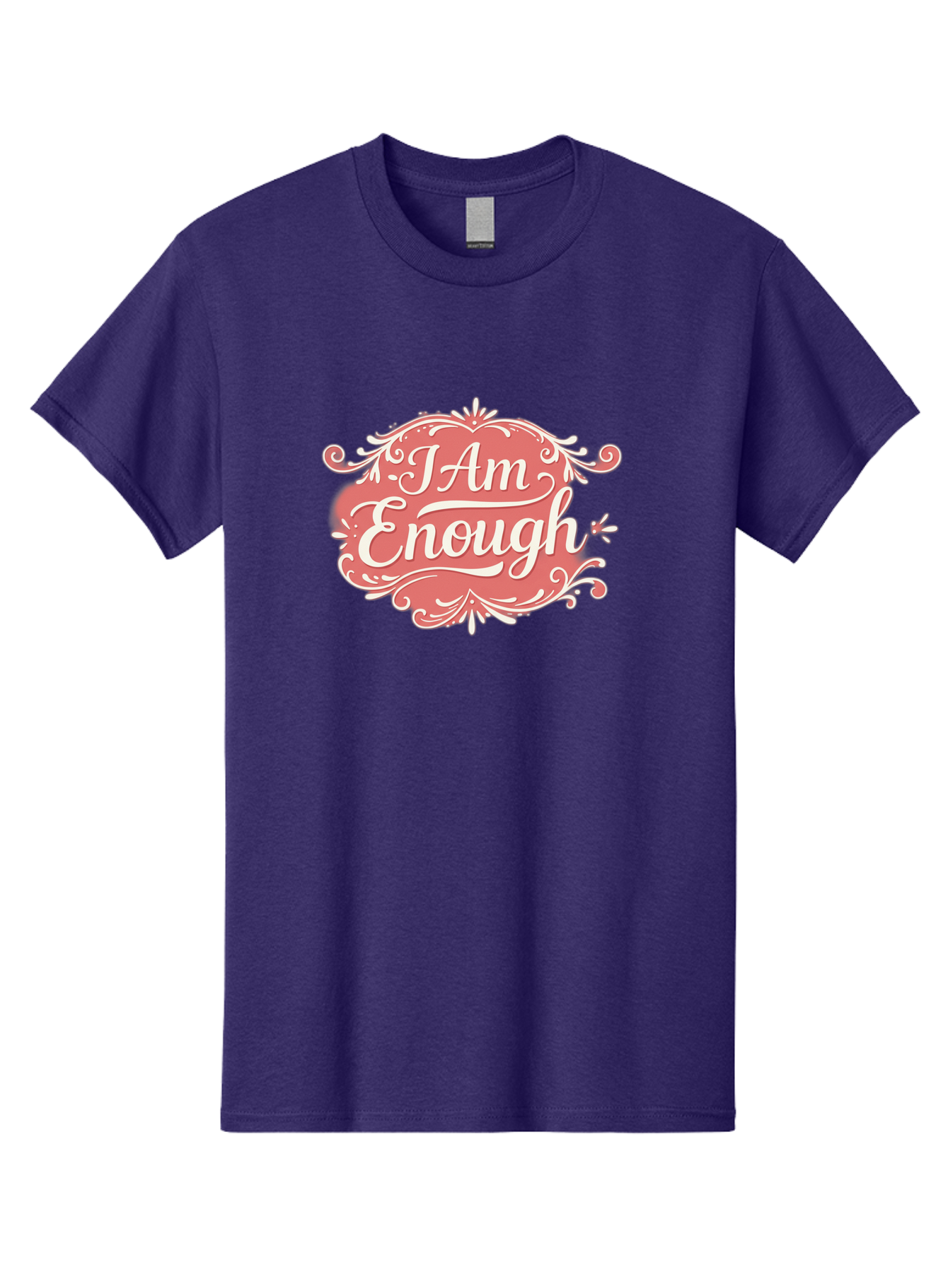 I-Am-Enough-3 Men'S Graphic Tee, 100% Cotton, Comfortable Casual Summer Wear, Machine Washable, Positive Affirmation, Self Love, Empowerment, Motivational Quote, Inspirational Message, Pink And White Design, Floral Elements, Bae207