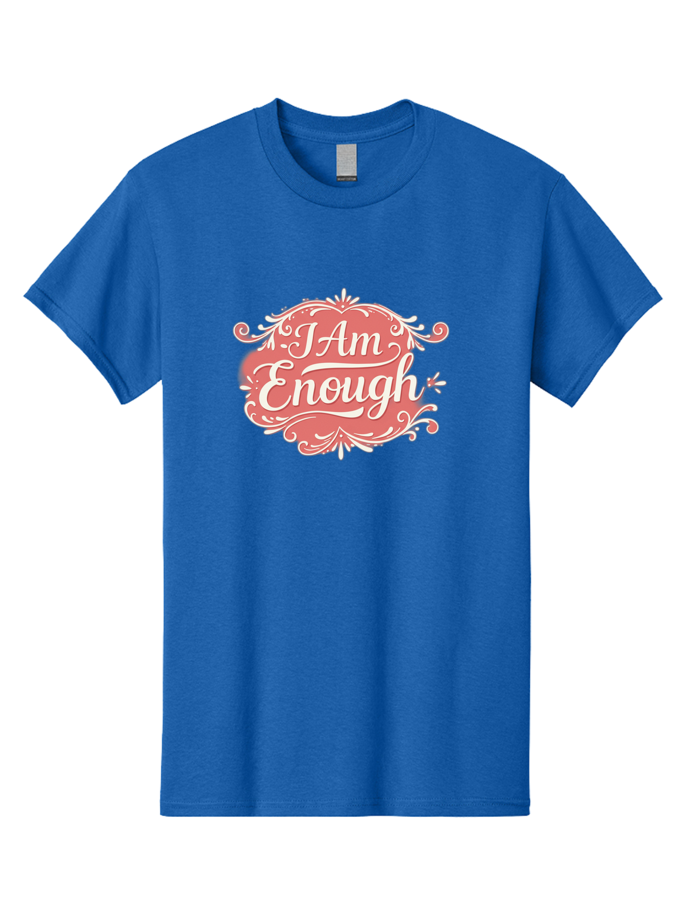 I-Am-Enough-3 Men'S Graphic Tee, 100% Cotton, Comfortable Casual Summer Wear, Machine Washable, Positive Affirmation, Self Love, Empowerment, Motivational Quote, Inspirational Message, Pink And White Design, Floral Elements, Bae207