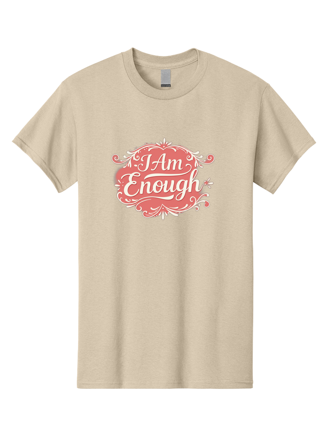 I-Am-Enough-3 Men'S Graphic Tee, 100% Cotton, Comfortable Casual Summer Wear, Machine Washable, Positive Affirmation, Self Love, Empowerment, Motivational Quote, Inspirational Message, Pink And White Design, Floral Elements, Bae207