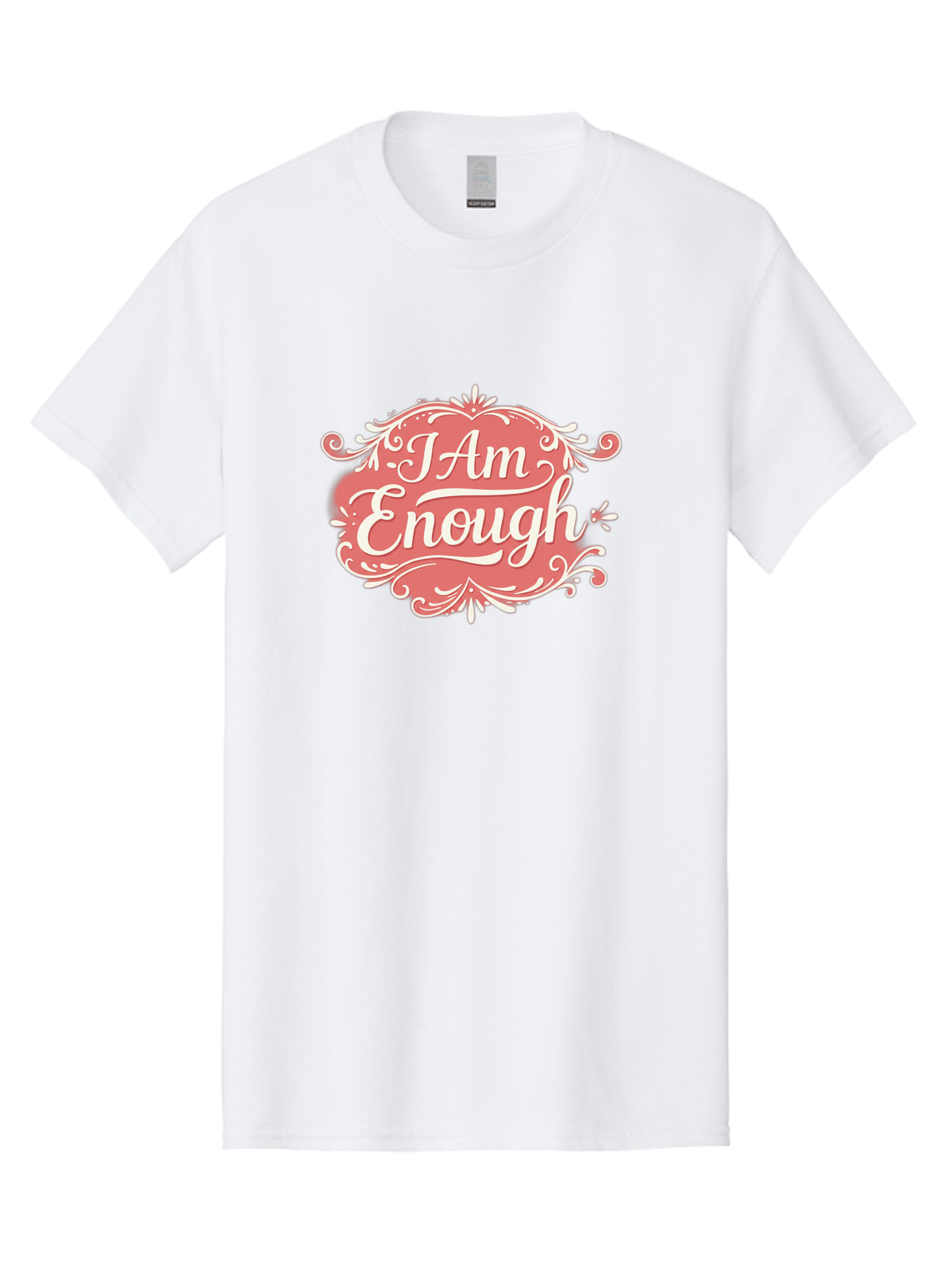 I-Am-Enough-3 Men'S Graphic Tee, 100% Cotton, Comfortable Casual Summer Wear, Machine Washable, Positive Affirmation, Self Love, Empowerment, Motivational Quote, Inspirational Message, Pink And White Design, Floral Elements, Bae207
