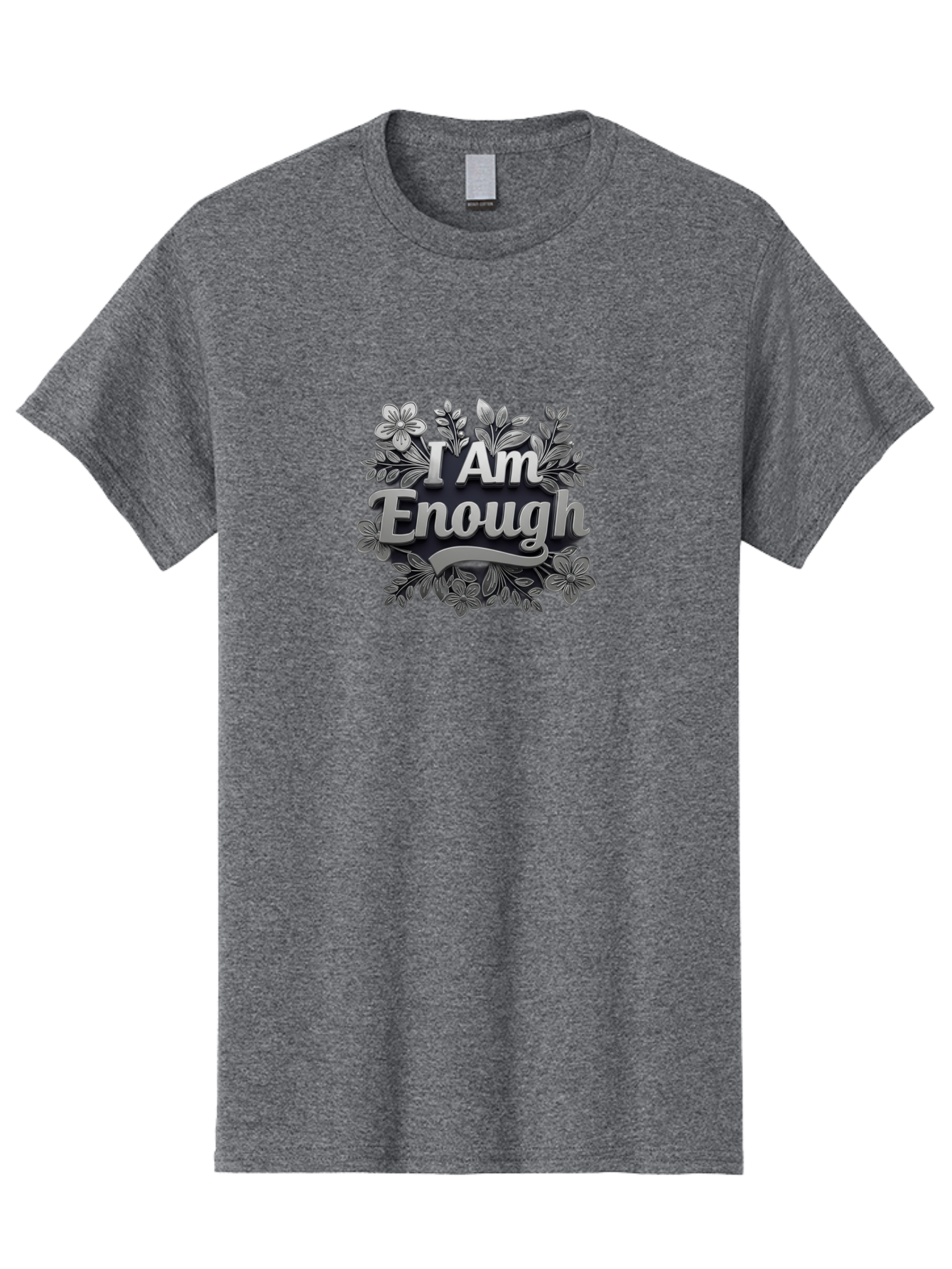 I-Am-Enough-4 Men'S Graphic Tee, 100% Cotton, Comfortable Casual Summer Wear, Machine Washable, Empowerment Quote, Floral Wreath, Inspirational Message, Self-Love Affirmation, Motivational Phrase, Confidence Booster, Positive Words Bae208
