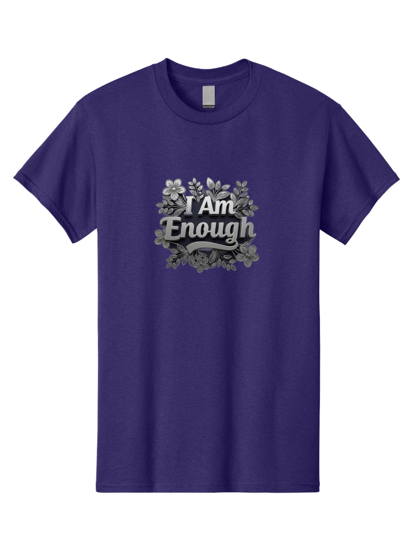 I-Am-Enough-4 Men'S Graphic Tee, 100% Cotton, Comfortable Casual Summer Wear, Machine Washable, Empowerment Quote, Floral Wreath, Inspirational Message, Self-Love Affirmation, Motivational Phrase, Confidence Booster, Positive Words Bae208