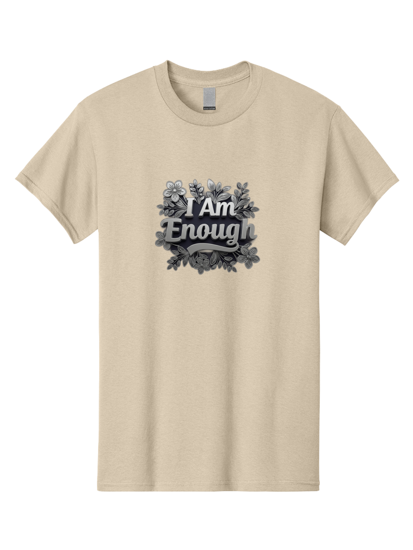 I-Am-Enough-4 Men'S Graphic Tee, 100% Cotton, Comfortable Casual Summer Wear, Machine Washable, Empowerment Quote, Floral Wreath, Inspirational Message, Self-Love Affirmation, Motivational Phrase, Confidence Booster, Positive Words Bae208