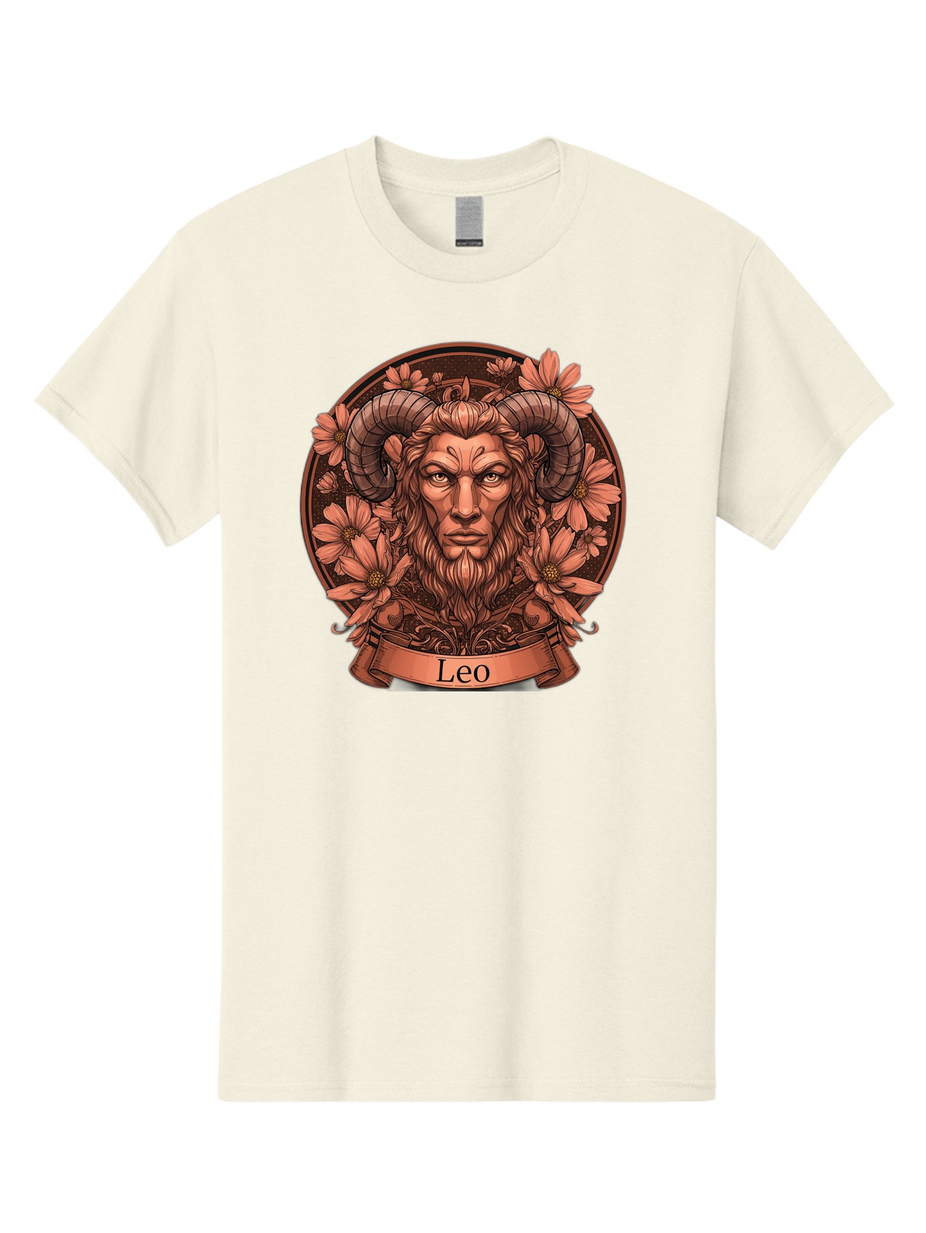 Leo-Zodiac Men'S Graphic Tee, 100% Cotton, Comfortable Casual Summer Wear, Machine Washable, Zodiac Sign, Astrological Symbol, Leo Horoscope, Mythical Creature, Floral Design, Ornate Illustration, Symbolic Representation, Mystical Art, Bae215