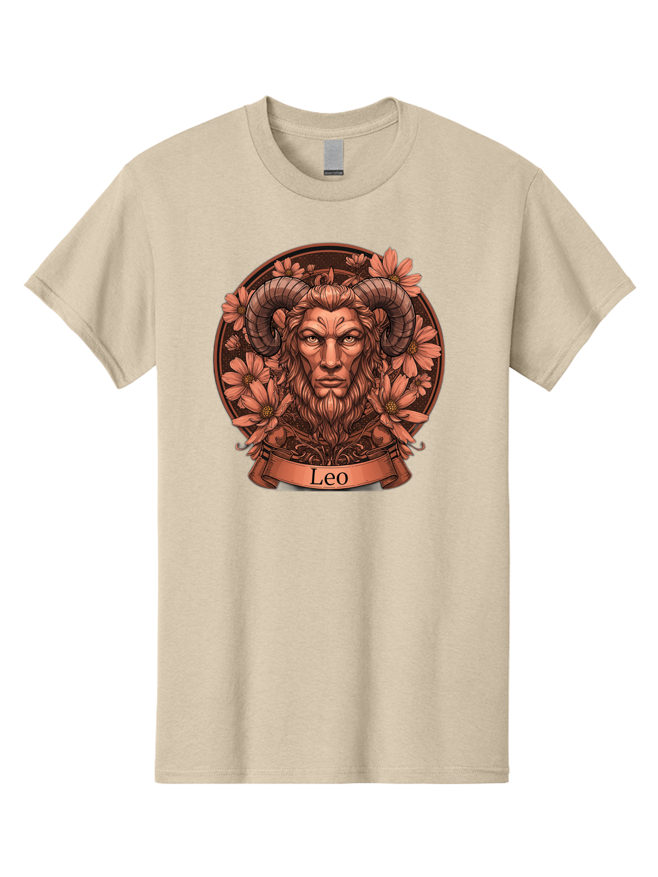 Leo-Zodiac Men'S Graphic Tee, 100% Cotton, Comfortable Casual Summer Wear, Machine Washable, Zodiac Sign, Astrological Symbol, Leo Horoscope, Mythical Creature, Floral Design, Ornate Illustration, Symbolic Representation, Mystical Art, Bae215