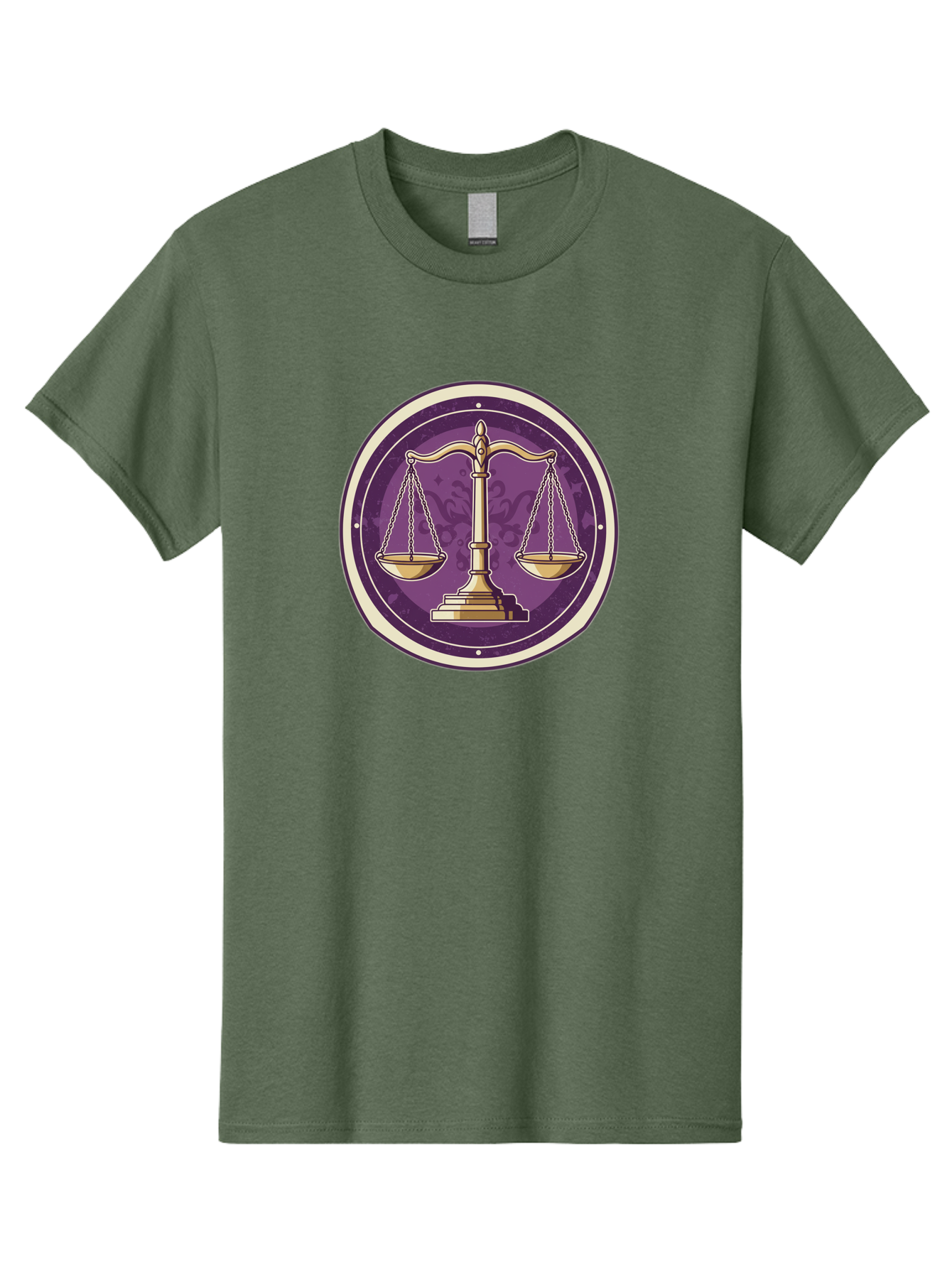 Libra-Scales Men'S Graphic Tee, 100% Cotton, Comfortable Casual Summer Wear, Machine Washable, Scales Of Justice, Balance And Harmony, Libra Zodiac Sign, Gold Scales, Purple Circle, Justice Symbol, Equilibrium, Fairness, Astrology Symbol Bae218