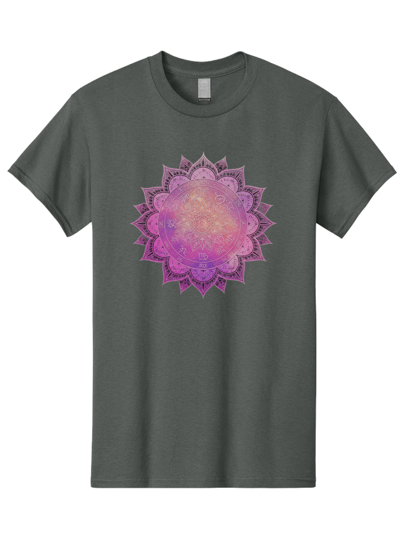 Lotus-Flower-Mandala Men'S Graphic Tee, 100% Cotton, Comfortable Casual Summer Wear, Machine Washable, Sacred Geometry, Spiritual Symbols, Mystical Art, Intricate Patterns, Mandala Design, Purple Hues, Symbolic Representation, Bae223