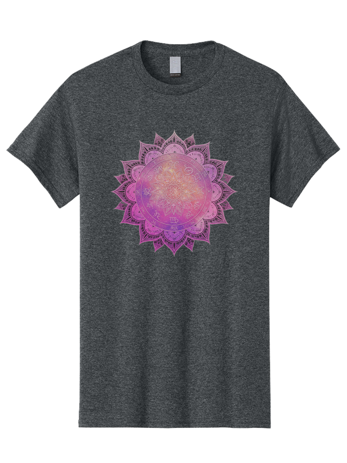 Lotus-Flower-Mandala Men'S Graphic Tee, 100% Cotton, Comfortable Casual Summer Wear, Machine Washable, Sacred Geometry, Spiritual Symbols, Mystical Art, Intricate Patterns, Mandala Design, Purple Hues, Symbolic Representation, Bae223