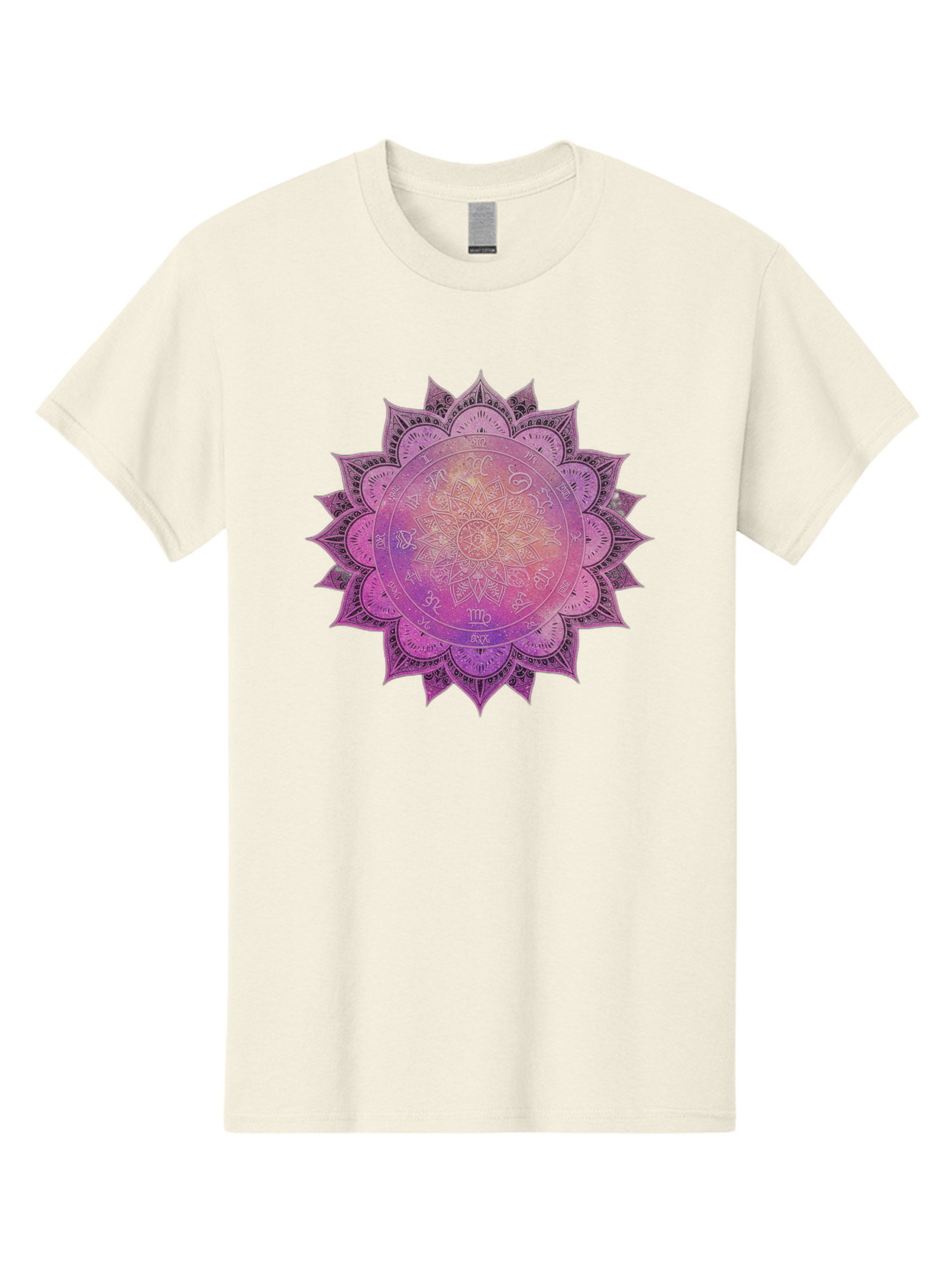 Lotus-Flower-Mandala Men'S Graphic Tee, 100% Cotton, Comfortable Casual Summer Wear, Machine Washable, Sacred Geometry, Spiritual Symbols, Mystical Art, Intricate Patterns, Mandala Design, Purple Hues, Symbolic Representation, Bae223