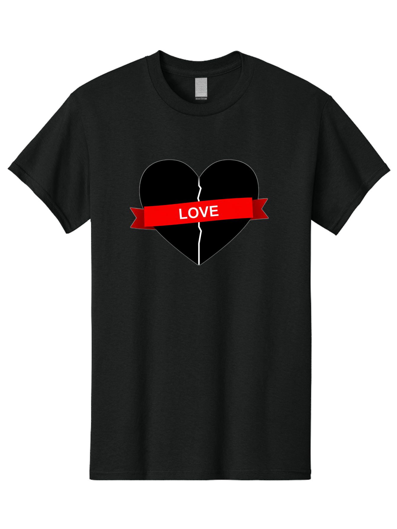 Love-Broken-Heart Men'S Graphic Tee, 100% Cotton, Comfortable Casual Summer Wear, Machine Washable, Broken Heart, Heartbreak, Love Symbol, Red Ribbon, White Text, Split Heart, Cracked Heart, Heart Illustration, Heart Graphic, Torn Love Bae224