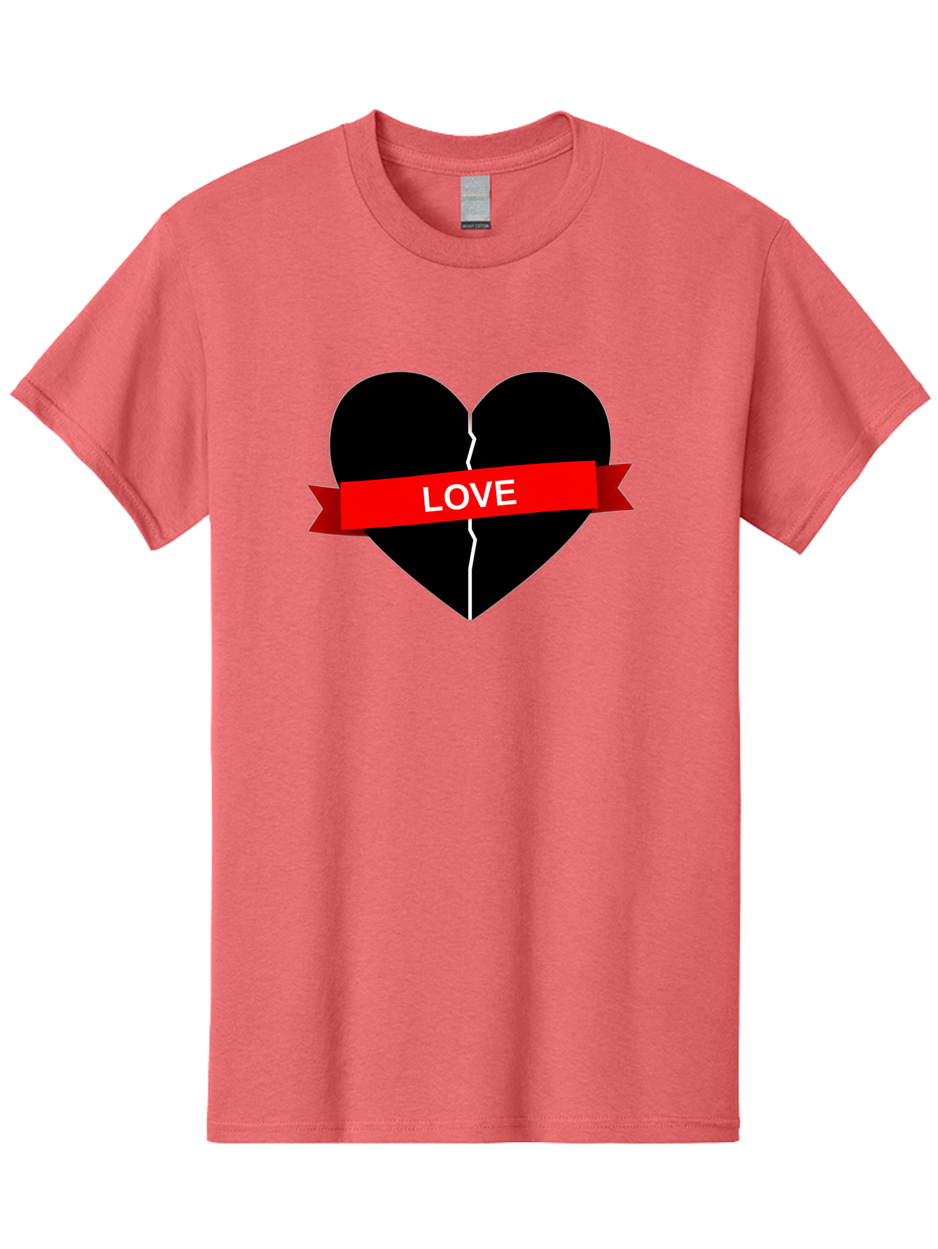 Love-Broken-Heart Men'S Graphic Tee, 100% Cotton, Comfortable Casual Summer Wear, Machine Washable, Broken Heart, Heartbreak, Love Symbol, Red Ribbon, White Text, Split Heart, Cracked Heart, Heart Illustration, Heart Graphic, Torn Love Bae224