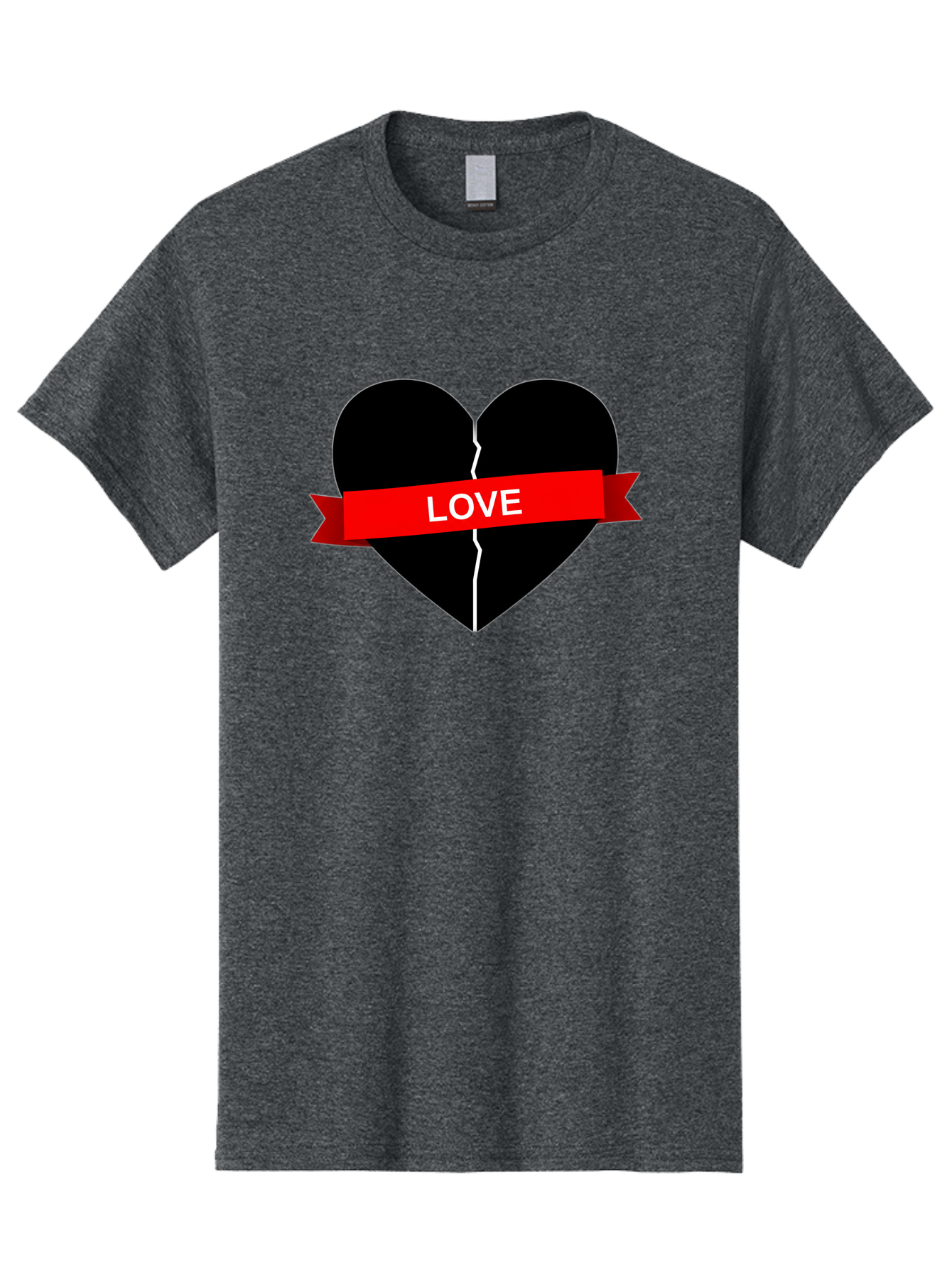 Love-Broken-Heart Men'S Graphic Tee, 100% Cotton, Comfortable Casual Summer Wear, Machine Washable, Broken Heart, Heartbreak, Love Symbol, Red Ribbon, White Text, Split Heart, Cracked Heart, Heart Illustration, Heart Graphic, Torn Love Bae224