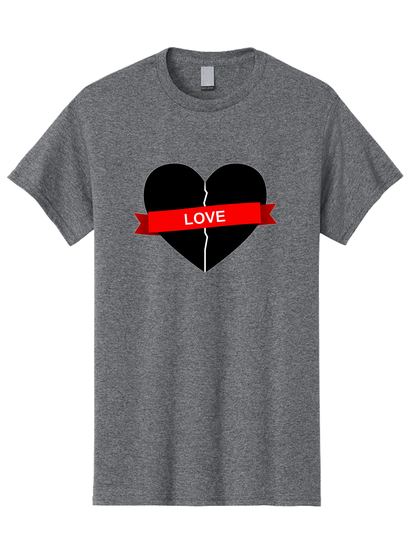 Love-Broken-Heart Men'S Graphic Tee, 100% Cotton, Comfortable Casual Summer Wear, Machine Washable, Broken Heart, Heartbreak, Love Symbol, Red Ribbon, White Text, Split Heart, Cracked Heart, Heart Illustration, Heart Graphic, Torn Love Bae224