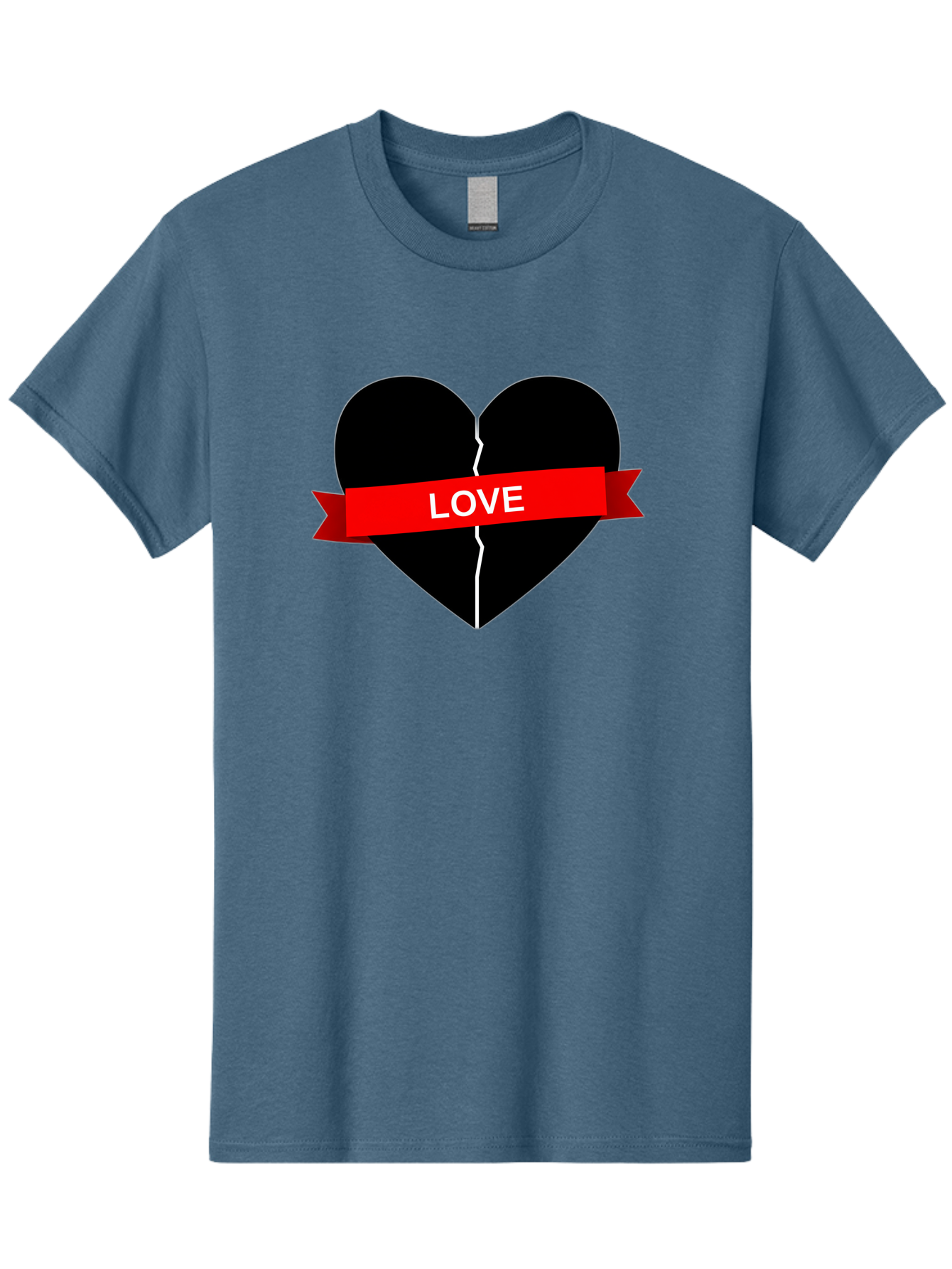 Love-Broken-Heart Men'S Graphic Tee, 100% Cotton, Comfortable Casual Summer Wear, Machine Washable, Broken Heart, Heartbreak, Love Symbol, Red Ribbon, White Text, Split Heart, Cracked Heart, Heart Illustration, Heart Graphic, Torn Love Bae224