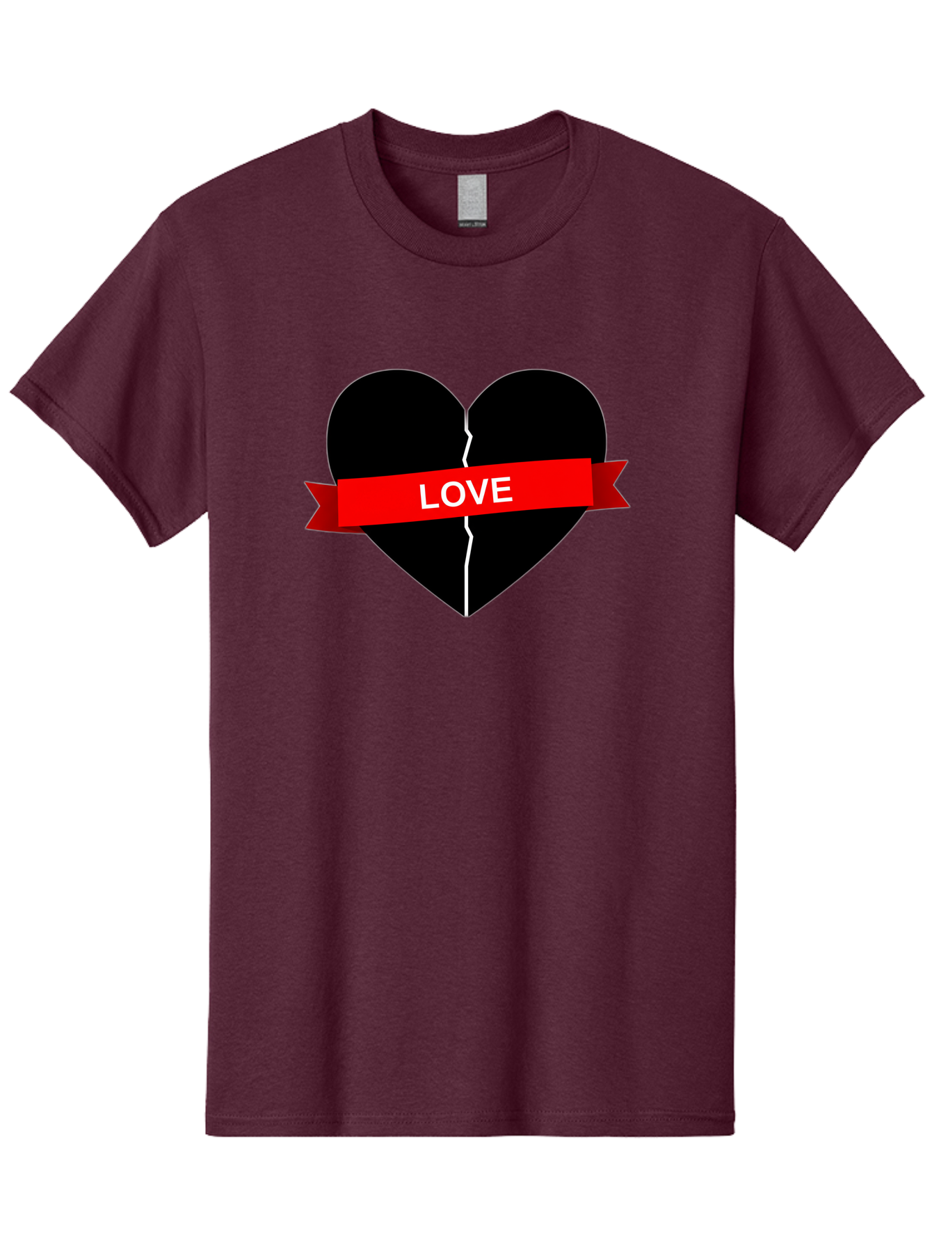 Love-Broken-Heart Men'S Graphic Tee, 100% Cotton, Comfortable Casual Summer Wear, Machine Washable, Broken Heart, Heartbreak, Love Symbol, Red Ribbon, White Text, Split Heart, Cracked Heart, Heart Illustration, Heart Graphic, Torn Love Bae224