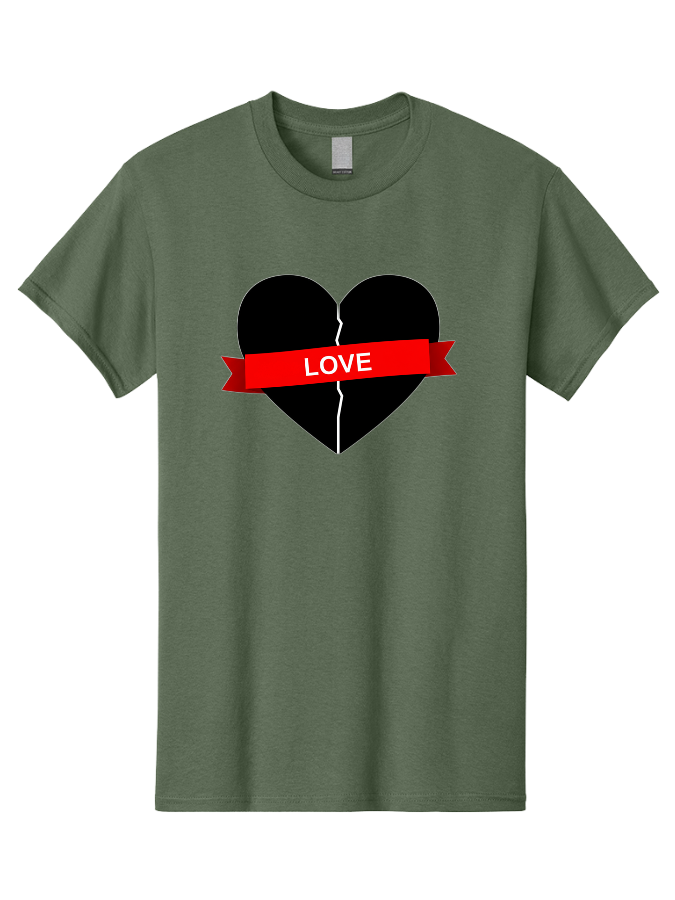 Love-Broken-Heart Men'S Graphic Tee, 100% Cotton, Comfortable Casual Summer Wear, Machine Washable, Broken Heart, Heartbreak, Love Symbol, Red Ribbon, White Text, Split Heart, Cracked Heart, Heart Illustration, Heart Graphic, Torn Love Bae224