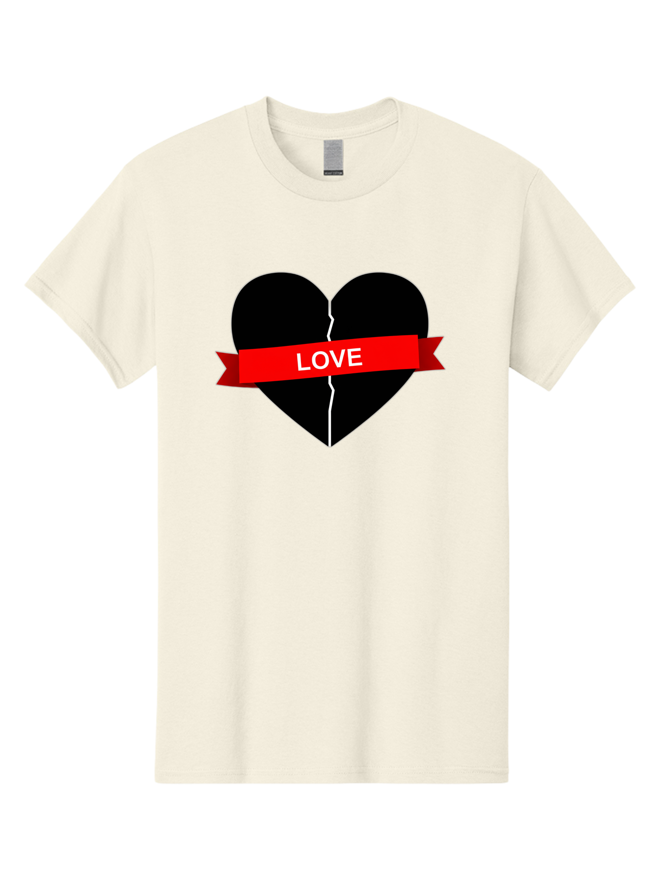 Love-Broken-Heart Men'S Graphic Tee, 100% Cotton, Comfortable Casual Summer Wear, Machine Washable, Broken Heart, Heartbreak, Love Symbol, Red Ribbon, White Text, Split Heart, Cracked Heart, Heart Illustration, Heart Graphic, Torn Love Bae224