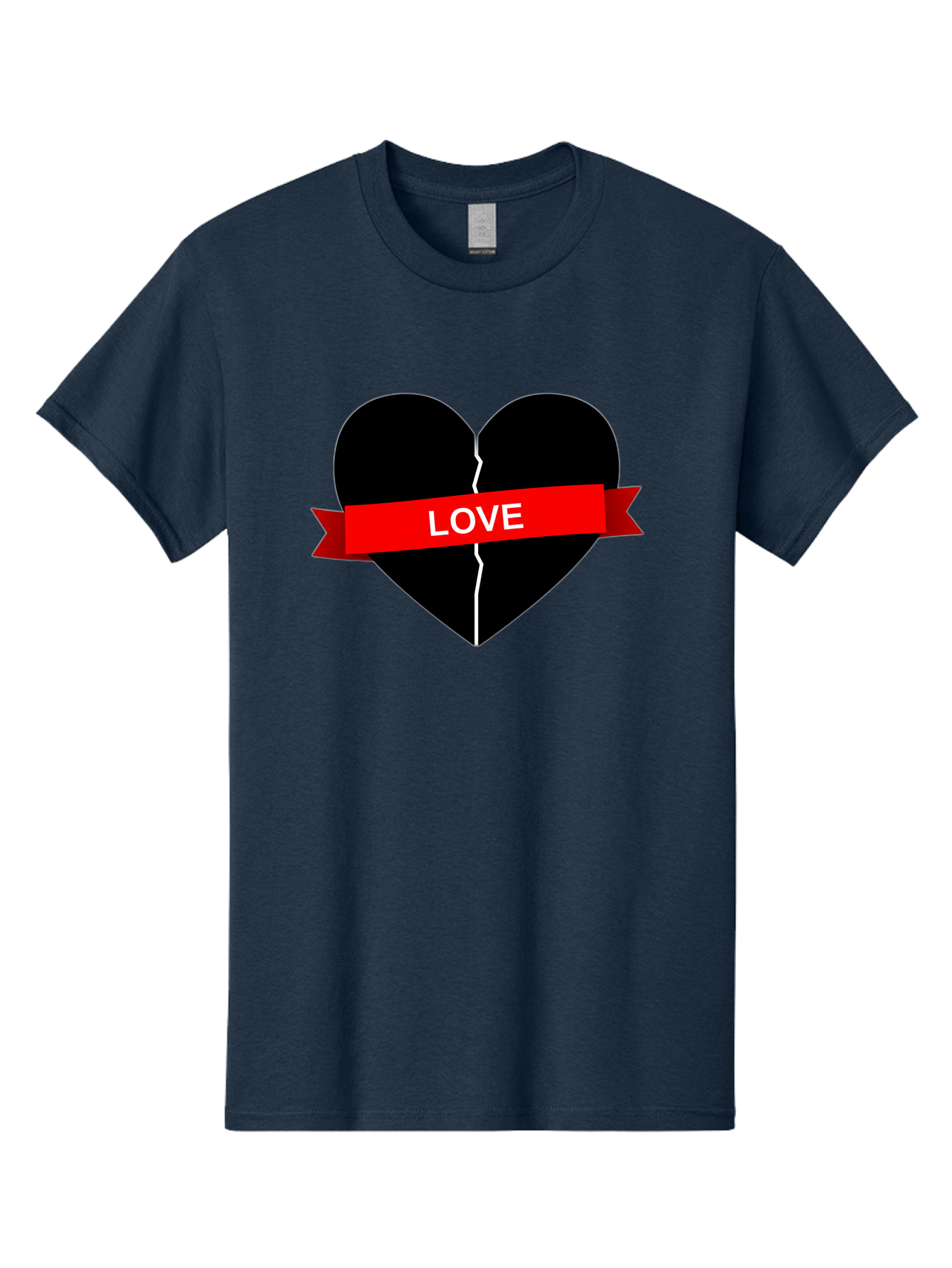 Love-Broken-Heart Men'S Graphic Tee, 100% Cotton, Comfortable Casual Summer Wear, Machine Washable, Broken Heart, Heartbreak, Love Symbol, Red Ribbon, White Text, Split Heart, Cracked Heart, Heart Illustration, Heart Graphic, Torn Love Bae224
