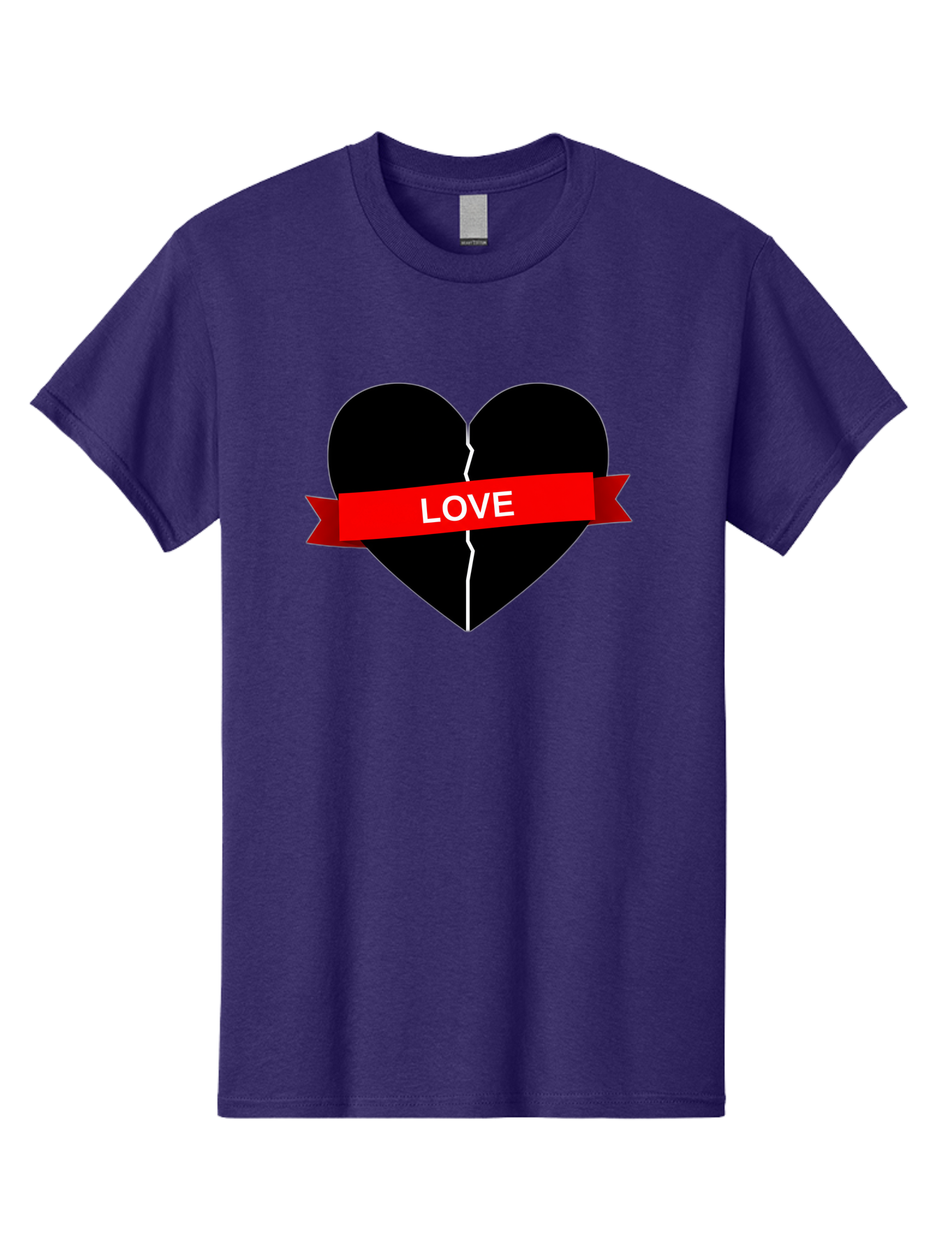 Love-Broken-Heart Men'S Graphic Tee, 100% Cotton, Comfortable Casual Summer Wear, Machine Washable, Broken Heart, Heartbreak, Love Symbol, Red Ribbon, White Text, Split Heart, Cracked Heart, Heart Illustration, Heart Graphic, Torn Love Bae224