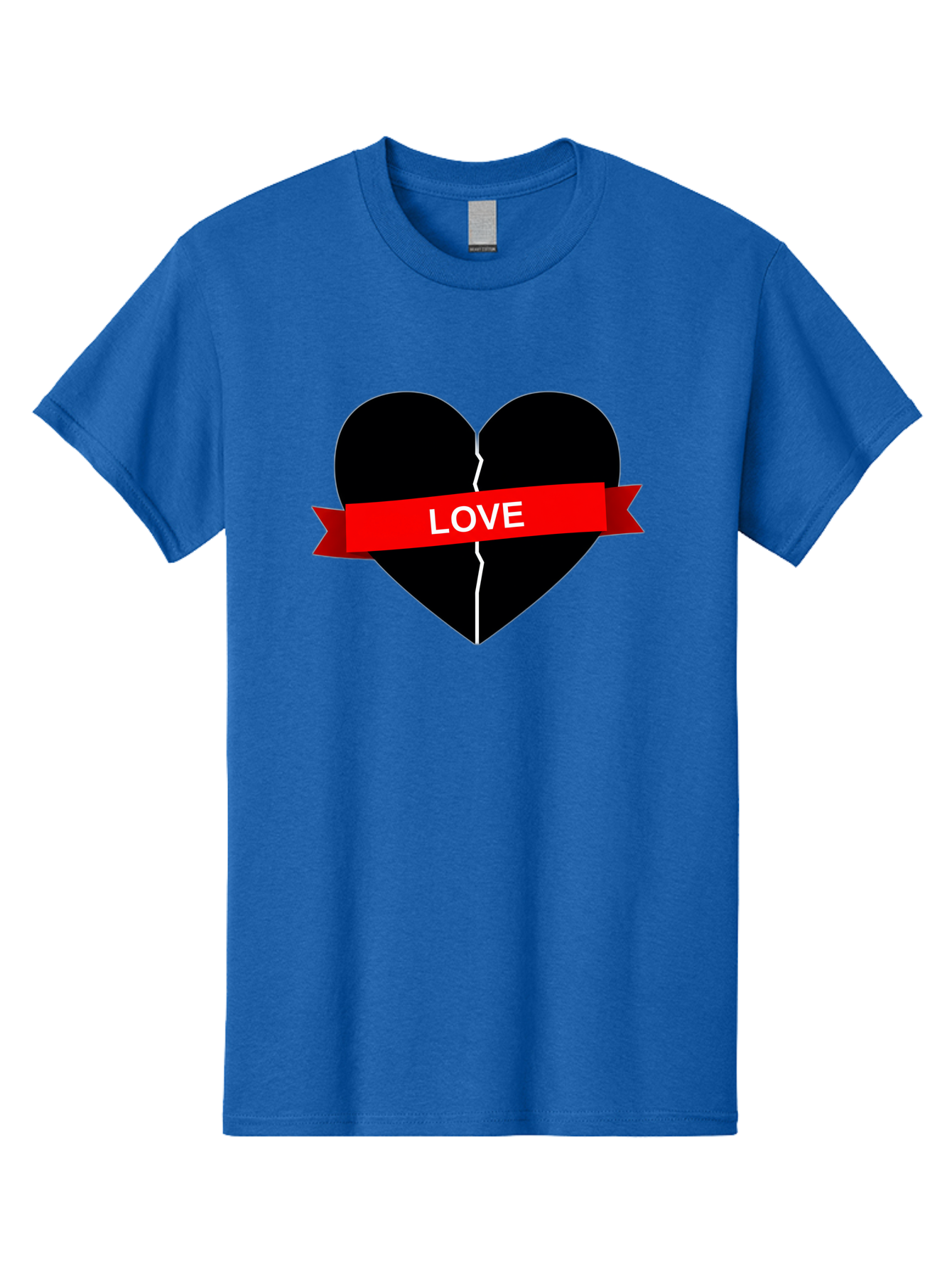 Love-Broken-Heart Men'S Graphic Tee, 100% Cotton, Comfortable Casual Summer Wear, Machine Washable, Broken Heart, Heartbreak, Love Symbol, Red Ribbon, White Text, Split Heart, Cracked Heart, Heart Illustration, Heart Graphic, Torn Love Bae224
