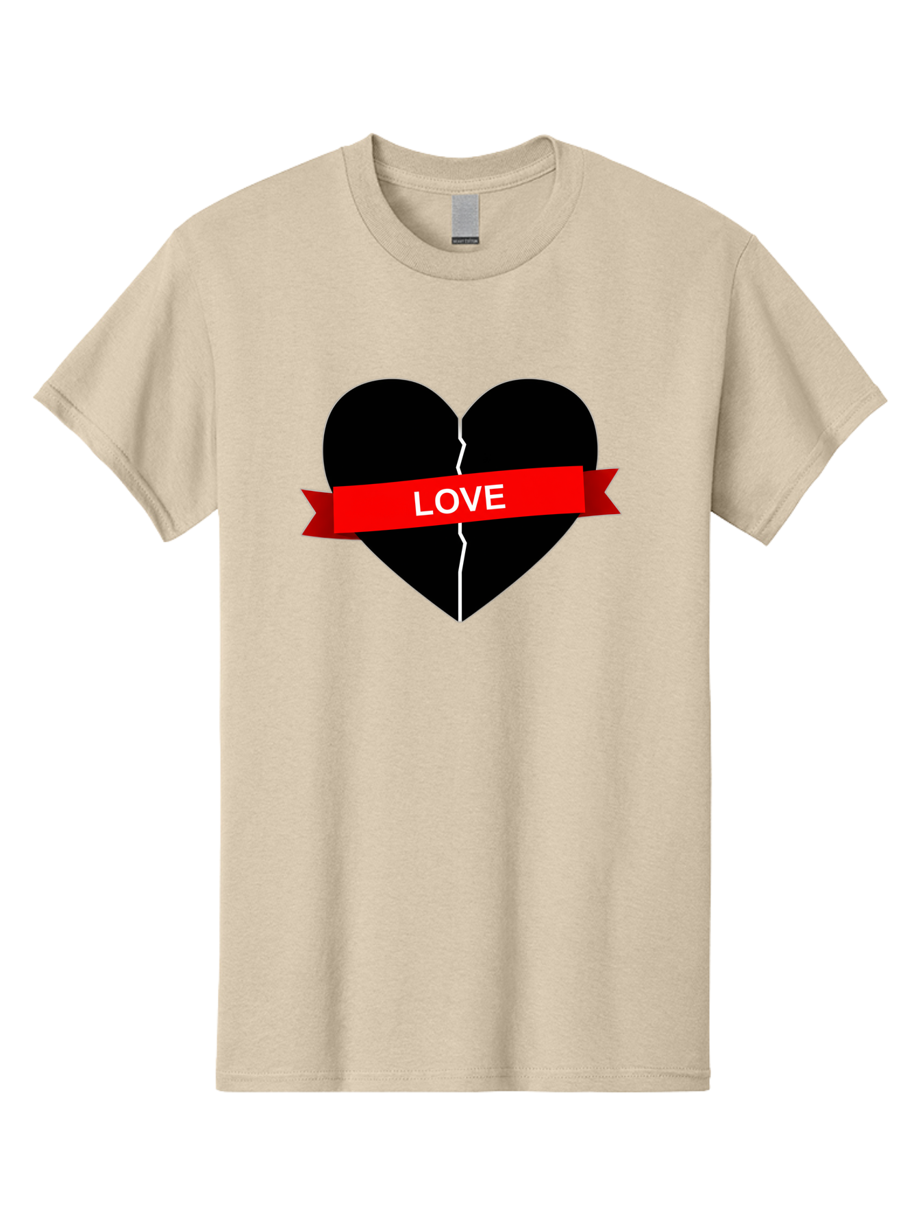 Love-Broken-Heart Men'S Graphic Tee, 100% Cotton, Comfortable Casual Summer Wear, Machine Washable, Broken Heart, Heartbreak, Love Symbol, Red Ribbon, White Text, Split Heart, Cracked Heart, Heart Illustration, Heart Graphic, Torn Love Bae224