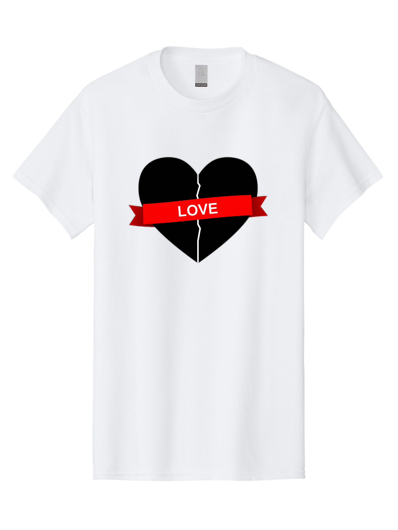 Love-Broken-Heart Men'S Graphic Tee, 100% Cotton, Comfortable Casual Summer Wear, Machine Washable, Broken Heart, Heartbreak, Love Symbol, Red Ribbon, White Text, Split Heart, Cracked Heart, Heart Illustration, Heart Graphic, Torn Love Bae224