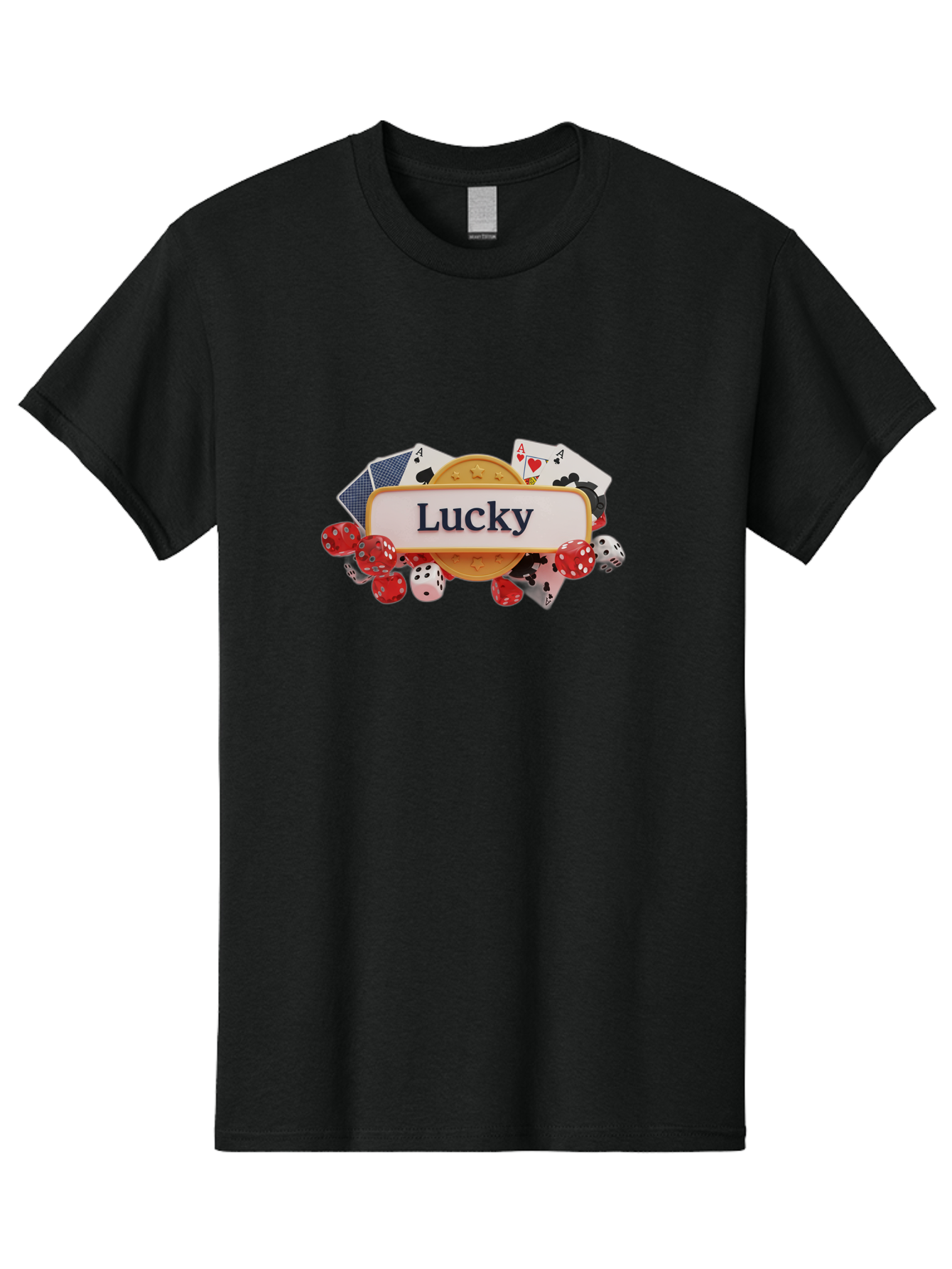 Lucky Men'S Graphic Tee, 100% Cotton, Comfortable Casual Summer Wear, Machine Washable, Lucky Charm, Playing Cards, Poker Dice, Casino Games, Gambler'S Luck, Good Fortune, Winning Streak, Lady Luck Bae227