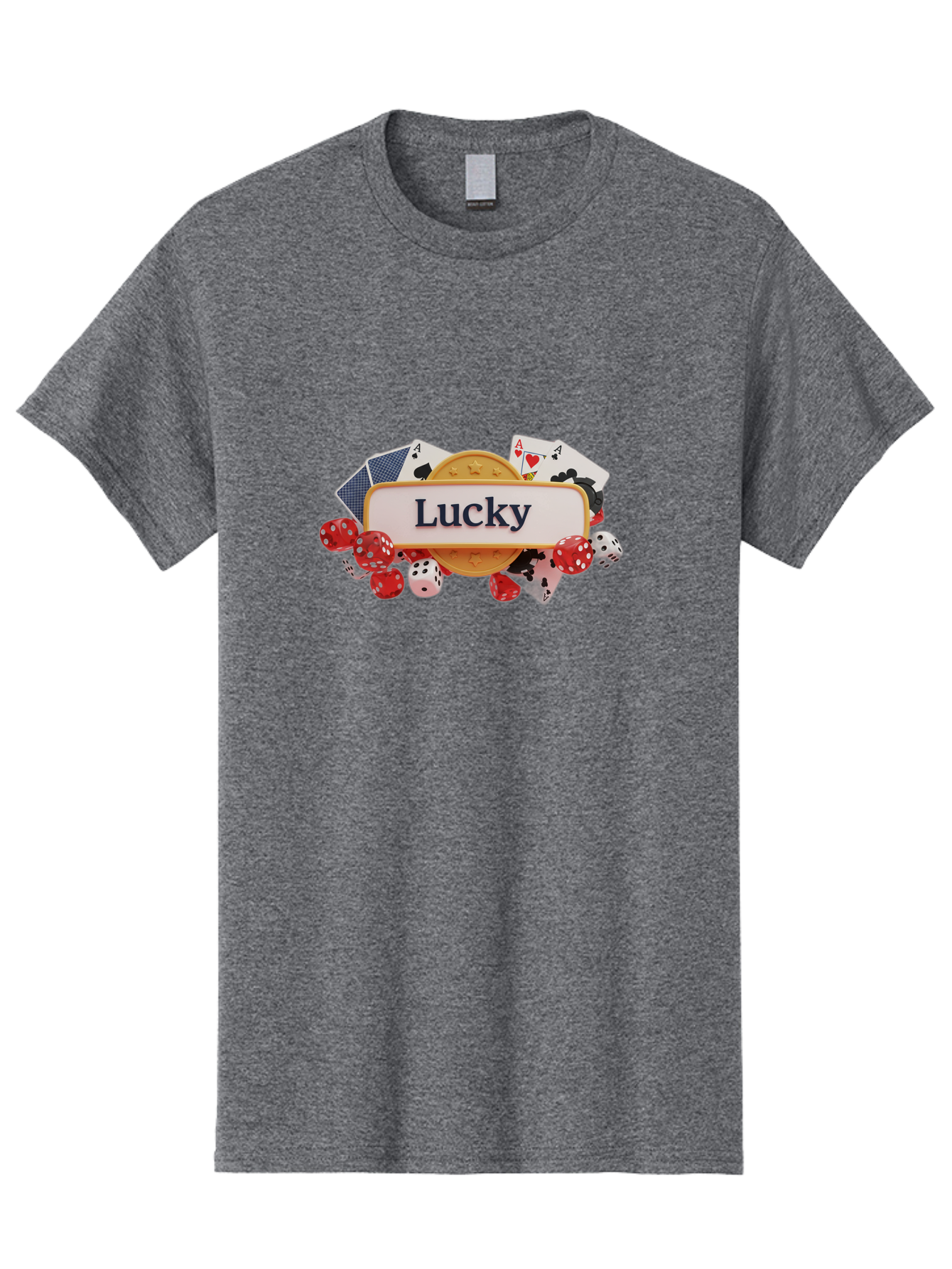 Lucky Men'S Graphic Tee, 100% Cotton, Comfortable Casual Summer Wear, Machine Washable, Lucky Charm, Playing Cards, Poker Dice, Casino Games, Gambler'S Luck, Good Fortune, Winning Streak, Lady Luck Bae227