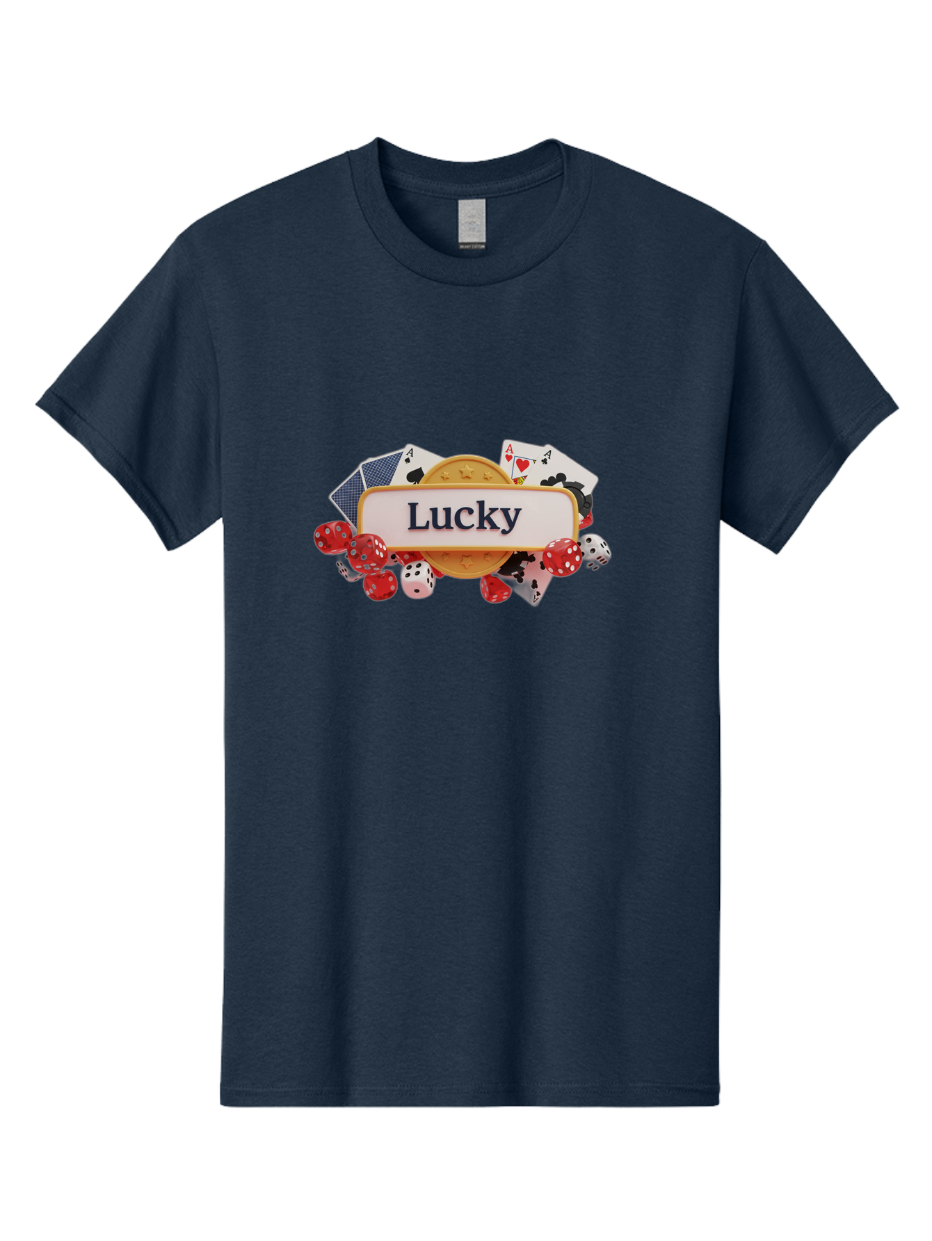 Lucky Men'S Graphic Tee, 100% Cotton, Comfortable Casual Summer Wear, Machine Washable, Lucky Charm, Playing Cards, Poker Dice, Casino Games, Gambler'S Luck, Good Fortune, Winning Streak, Lady Luck Bae227