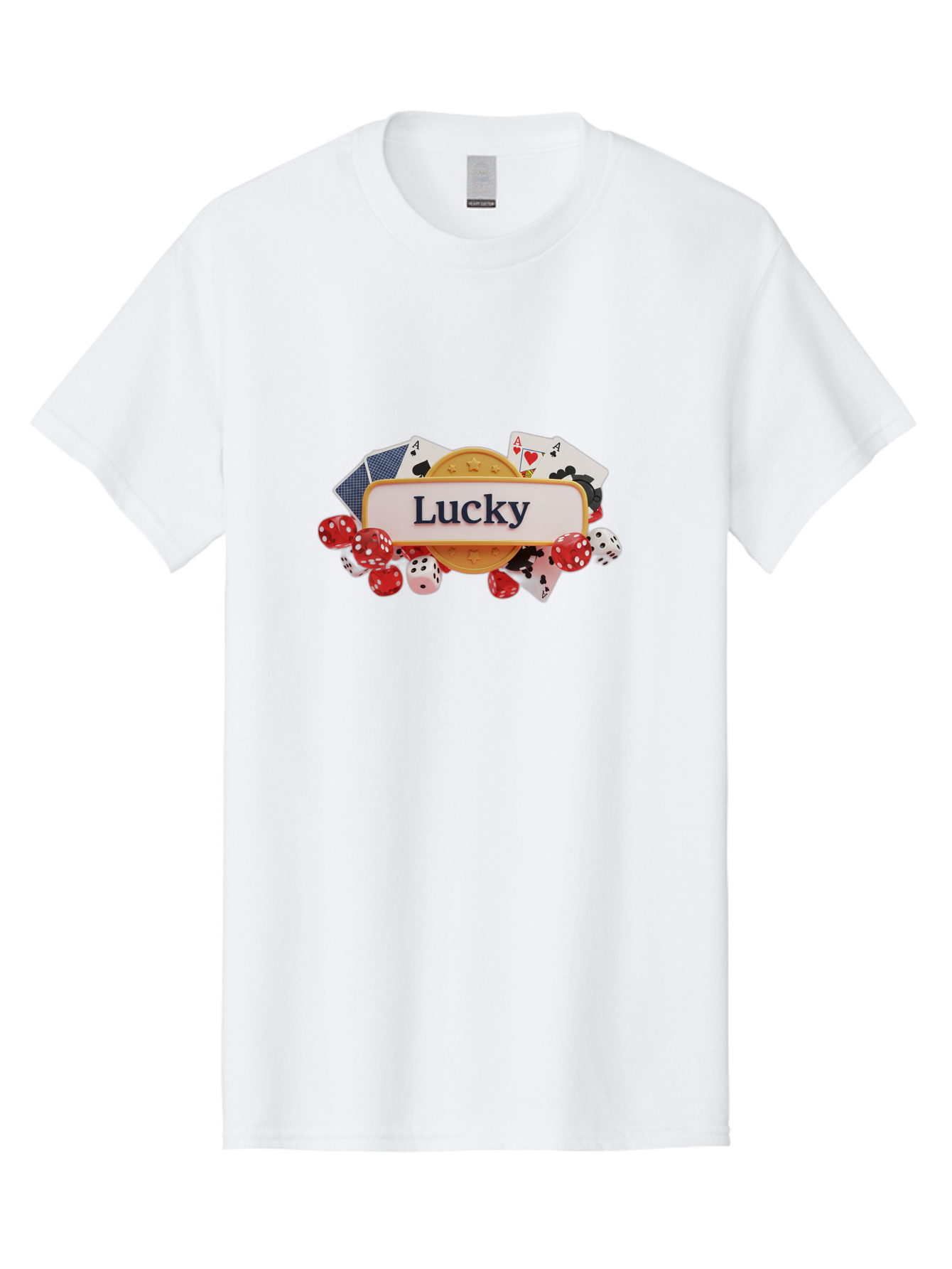 Lucky Men'S Graphic Tee, 100% Cotton, Comfortable Casual Summer Wear, Machine Washable, Lucky Charm, Playing Cards, Poker Dice, Casino Games, Gambler'S Luck, Good Fortune, Winning Streak, Lady Luck Bae227