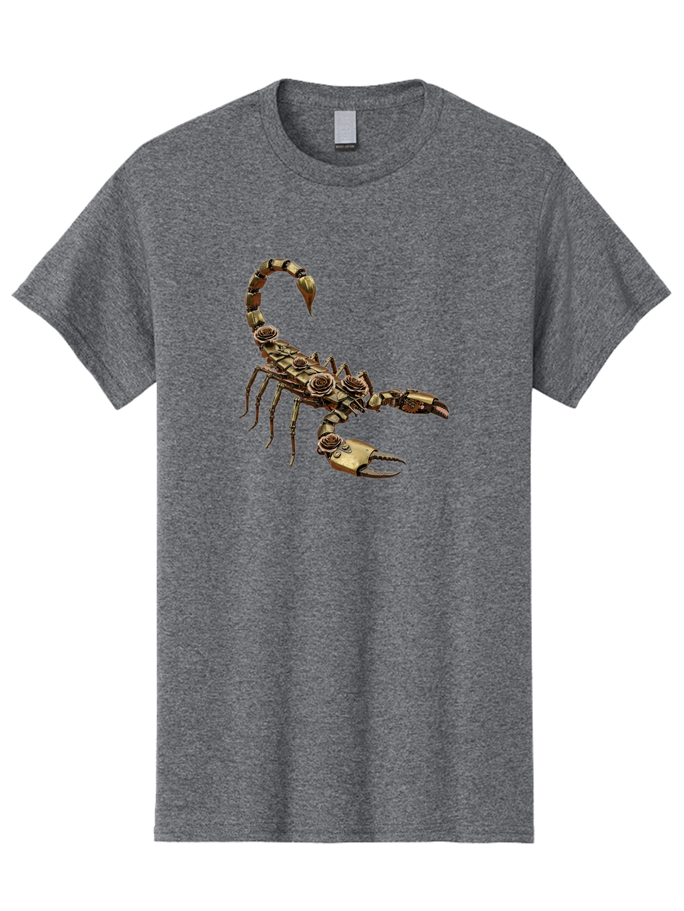 Mechanical-Scorpion Men'S Graphic Tee, 100% Cotton, Comfortable Casual Summer Wear, Machine Washable, Metallic Scorpion, Robotic Creature, Mechanical Arachnid, Futuristic Design, Steampunk Insect, Science Fiction Art, Robotic Exoskeleton, Bae229