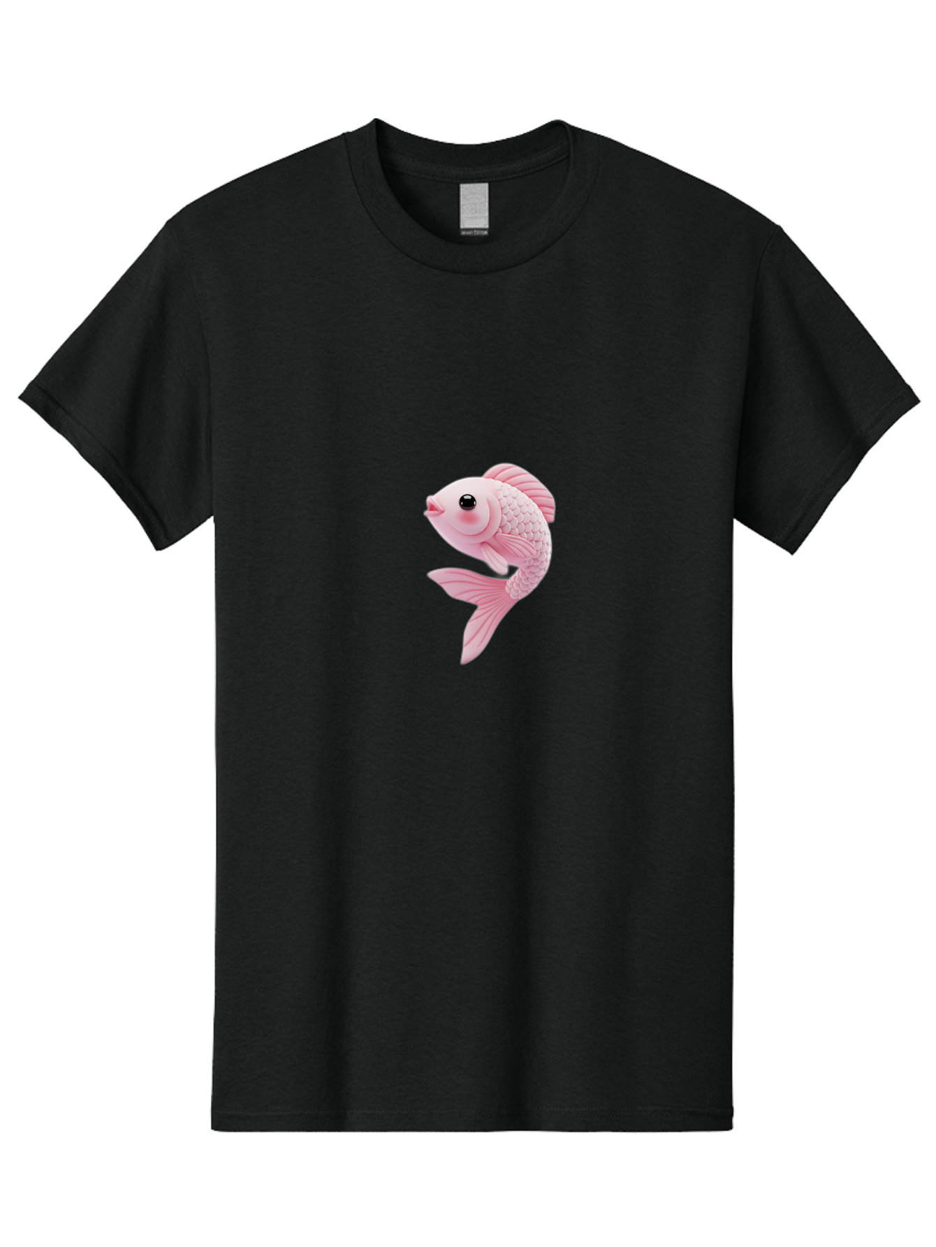 Pink-Goldfish Men'S Graphic Tee, 100% Cotton, Comfortable Casual Summer Wear, Machine Washable, Pink Fish, Cartoon Style, Kawaii Character, Toy-Like Appearance, Playful Design, Aquatic Theme, Cute Expression, Isolated Graphic Bae237