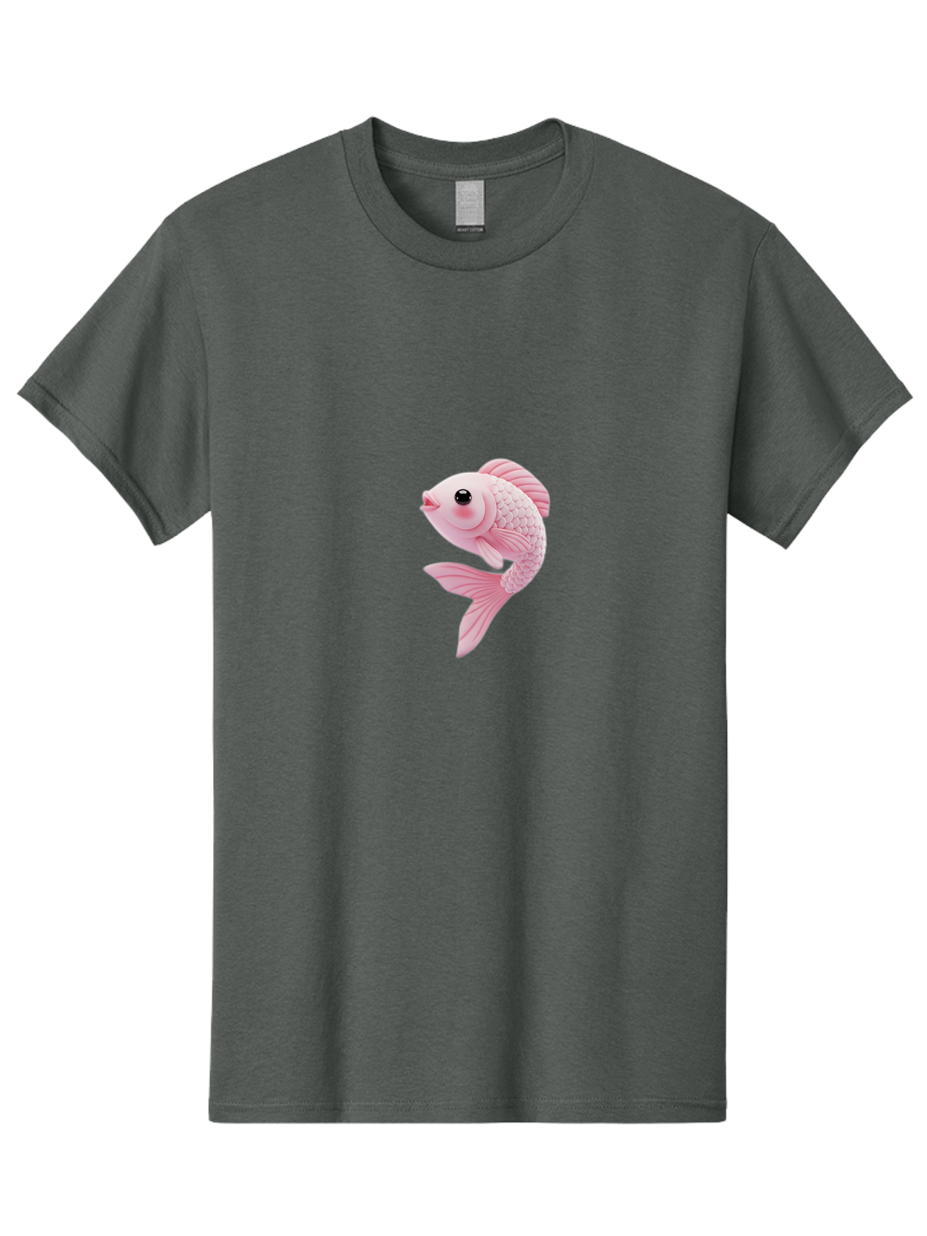 Pink-Goldfish Men'S Graphic Tee, 100% Cotton, Comfortable Casual Summer Wear, Machine Washable, Pink Fish, Cartoon Style, Kawaii Character, Toy-Like Appearance, Playful Design, Aquatic Theme, Cute Expression, Isolated Graphic Bae237