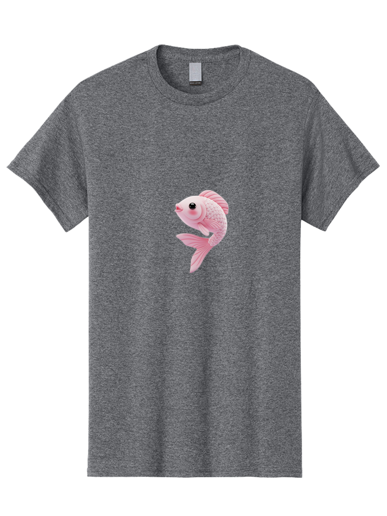Pink-Goldfish Men'S Graphic Tee, 100% Cotton, Comfortable Casual Summer Wear, Machine Washable, Pink Fish, Cartoon Style, Kawaii Character, Toy-Like Appearance, Playful Design, Aquatic Theme, Cute Expression, Isolated Graphic Bae237