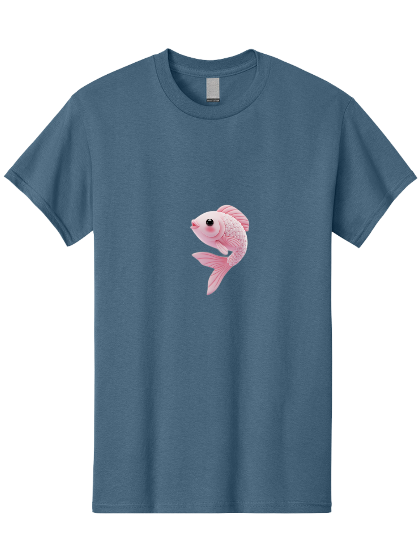 Pink-Goldfish Men'S Graphic Tee, 100% Cotton, Comfortable Casual Summer Wear, Machine Washable, Pink Fish, Cartoon Style, Kawaii Character, Toy-Like Appearance, Playful Design, Aquatic Theme, Cute Expression, Isolated Graphic Bae237