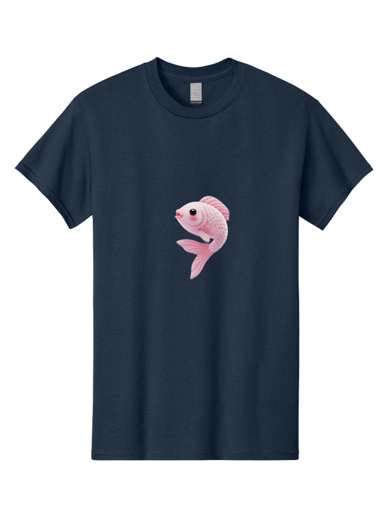 Pink-Goldfish Men'S Graphic Tee, 100% Cotton, Comfortable Casual Summer Wear, Machine Washable, Pink Fish, Cartoon Style, Kawaii Character, Toy-Like Appearance, Playful Design, Aquatic Theme, Cute Expression, Isolated Graphic Bae237