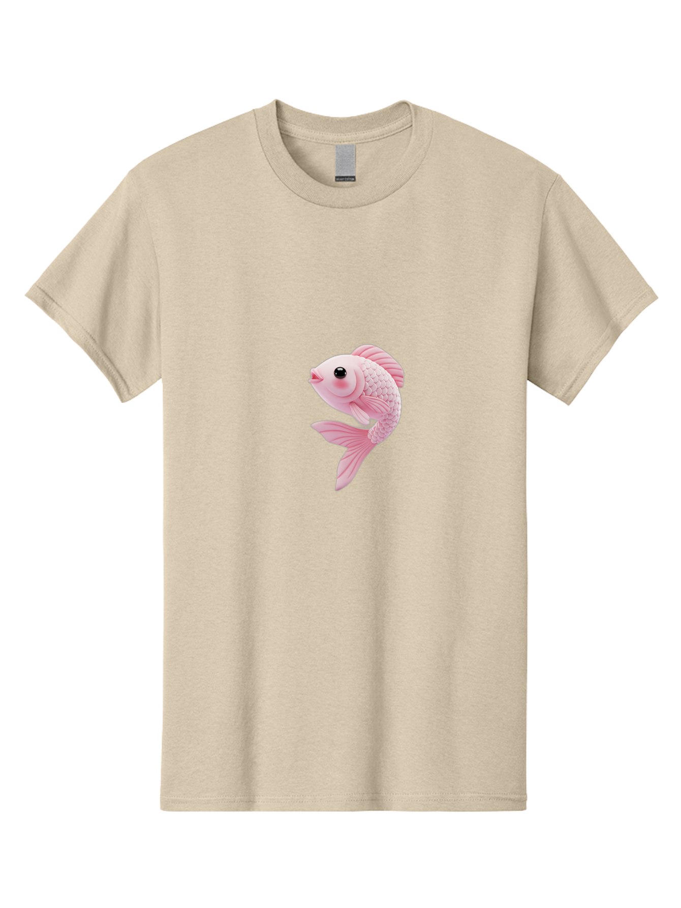 Pink-Goldfish Men'S Graphic Tee, 100% Cotton, Comfortable Casual Summer Wear, Machine Washable, Pink Fish, Cartoon Style, Kawaii Character, Toy-Like Appearance, Playful Design, Aquatic Theme, Cute Expression, Isolated Graphic Bae237