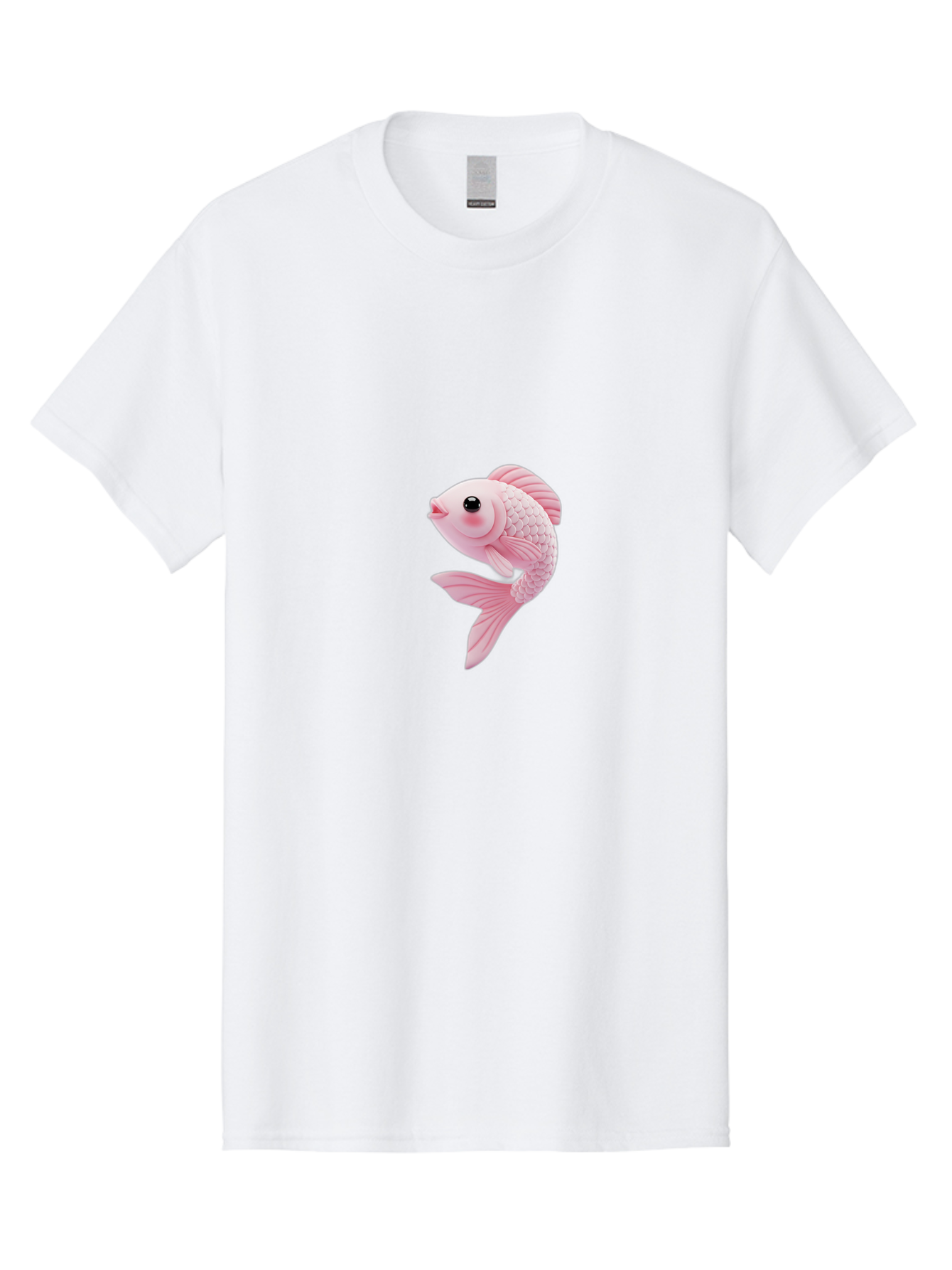 Pink-Goldfish Men'S Graphic Tee, 100% Cotton, Comfortable Casual Summer Wear, Machine Washable, Pink Fish, Cartoon Style, Kawaii Character, Toy-Like Appearance, Playful Design, Aquatic Theme, Cute Expression, Isolated Graphic Bae237