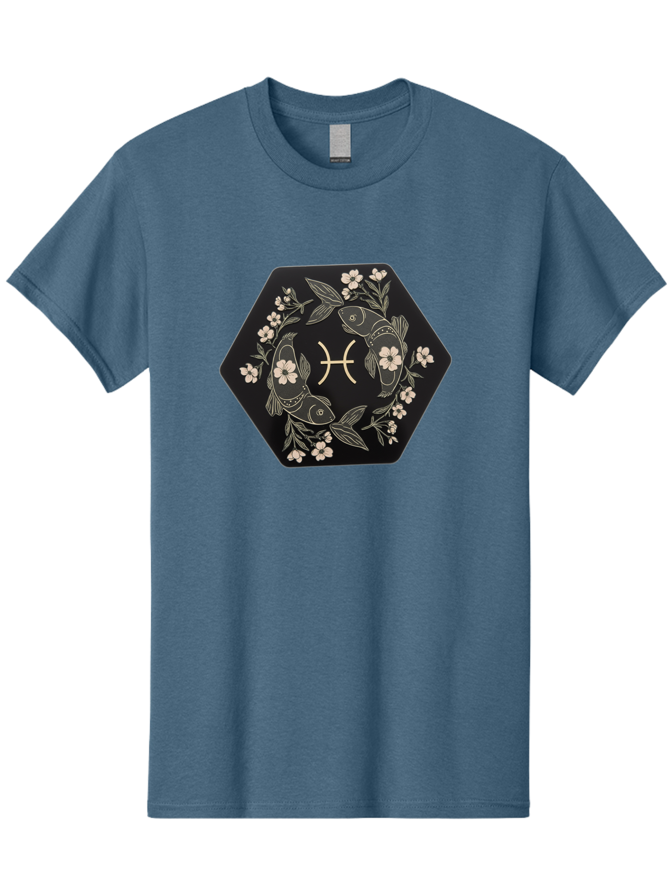 Pisces-Zodiac-Symbol Men'S Graphic Tee, 100% Cotton, Comfortable Casual Summer Wear, Machine Washable, Pisces Zodiac Symbol, Fish Illustration, Floral Wreath, Astrology Sign, Horoscope, Mystical Design, Esoteric Art, Spiritual Symbolism, Bae240