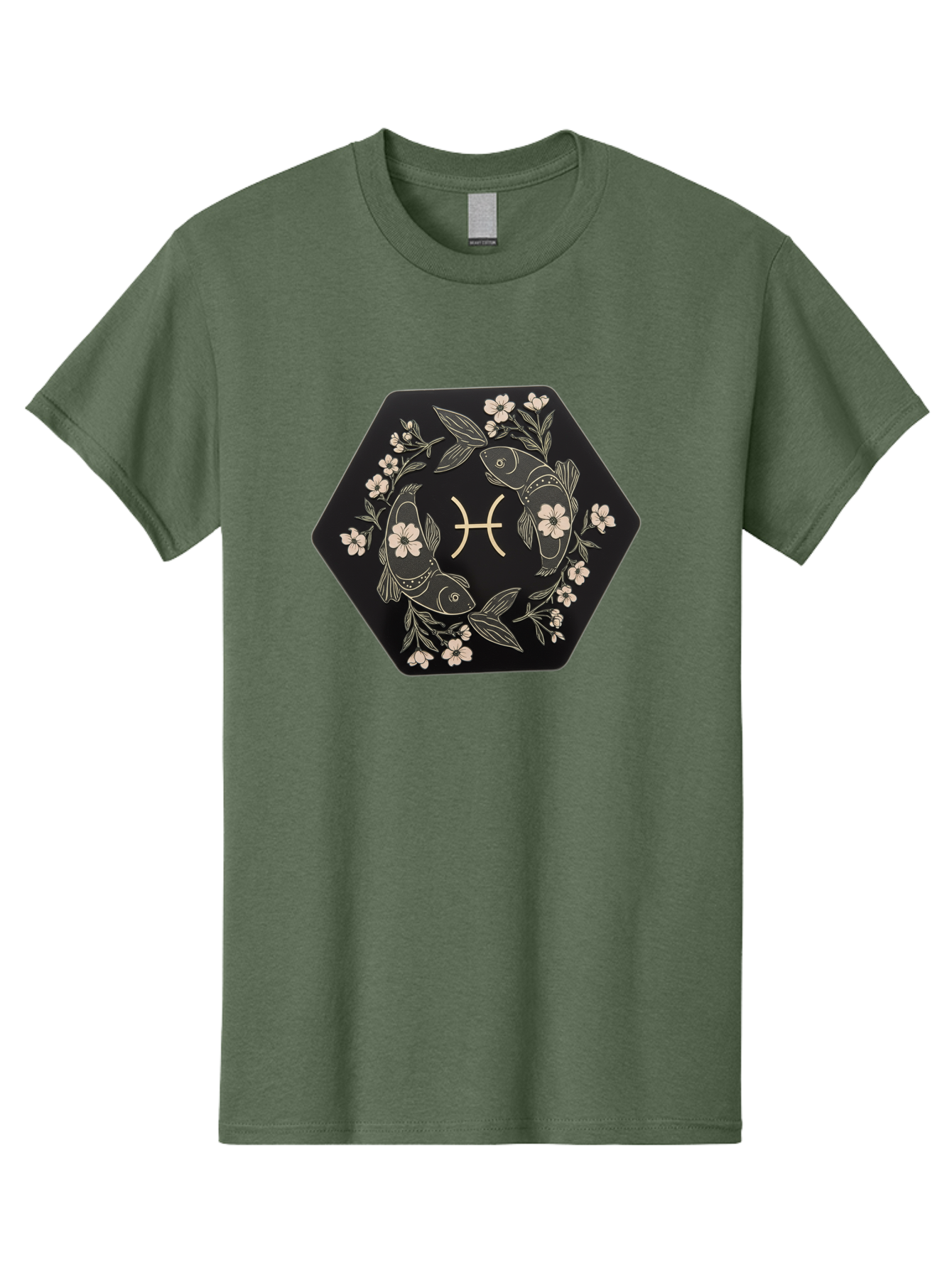 Pisces-Zodiac-Symbol Men'S Graphic Tee, 100% Cotton, Comfortable Casual Summer Wear, Machine Washable, Pisces Zodiac Symbol, Fish Illustration, Floral Wreath, Astrology Sign, Horoscope, Mystical Design, Esoteric Art, Spiritual Symbolism, Bae240