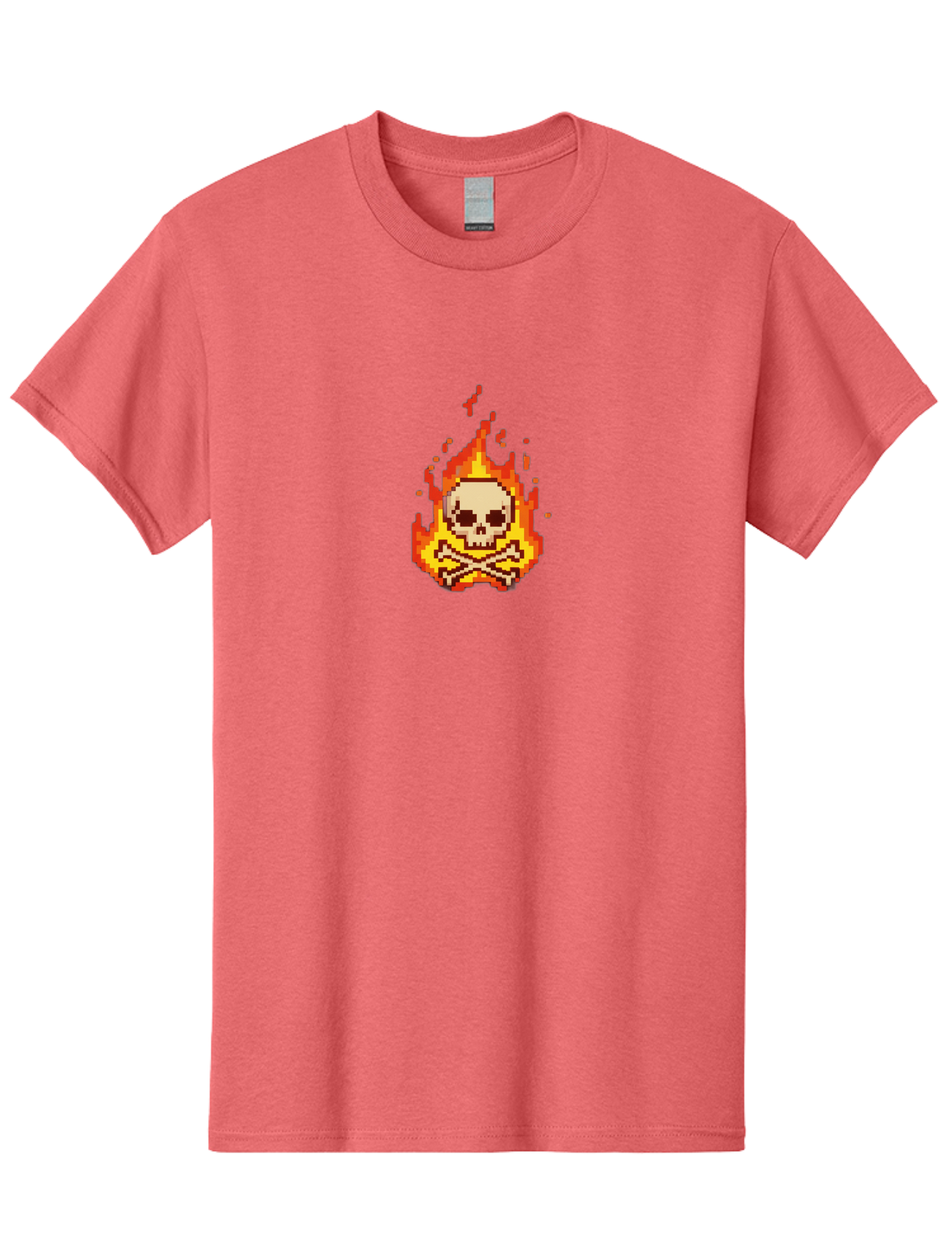 Pixel-Skull-And-Crossbones Men'S Graphic Tee, 100% Cotton, Comfortable Casual Summer Wear, Machine Washable, Death Symbol, Danger Sign, Warning Sign, Skull And Crossbones, Pixel Art, Retro Gaming, Grunge Aesthetics, Fiery Flames, Bae242