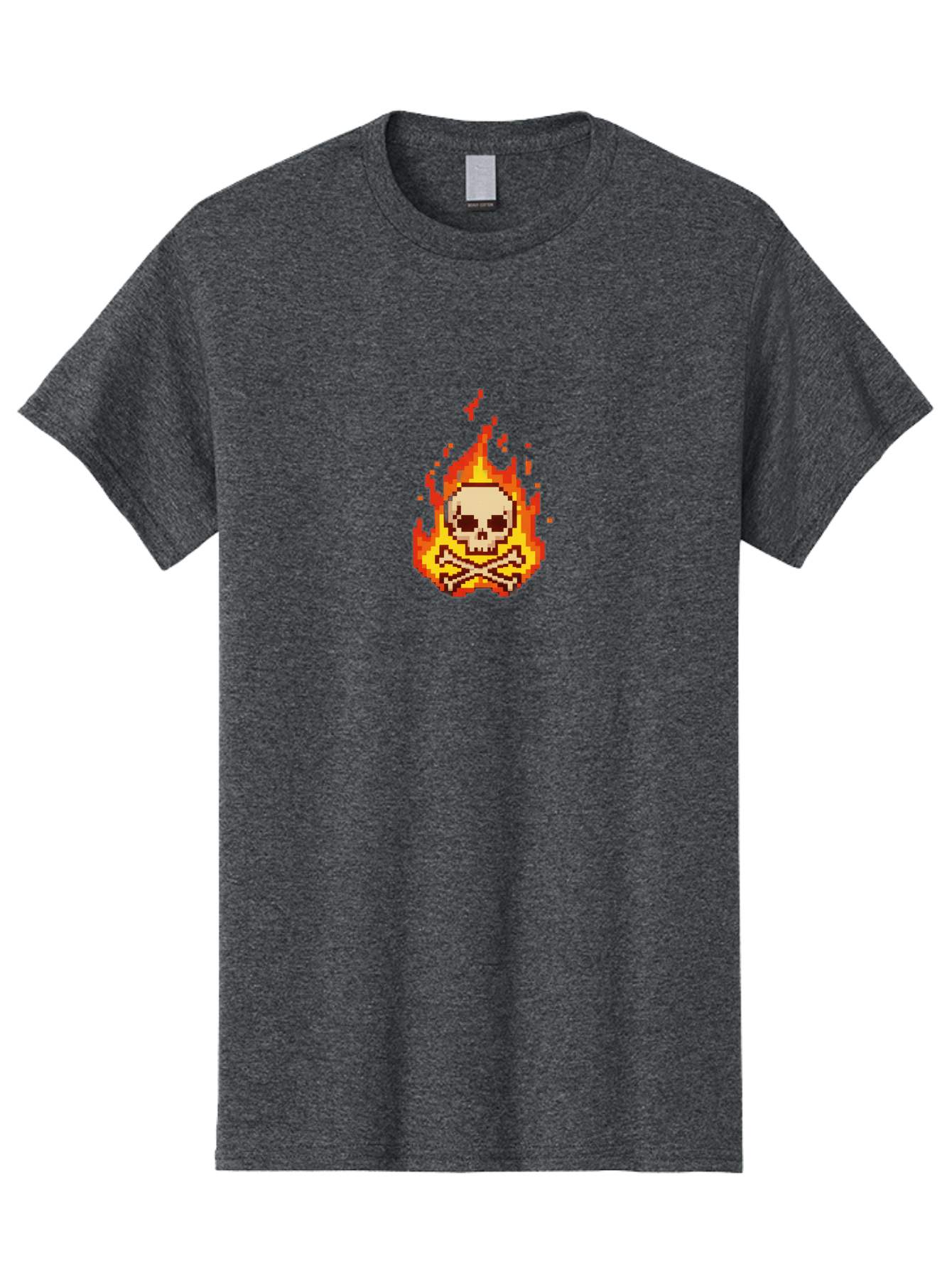 Pixel-Skull-And-Crossbones Men'S Graphic Tee, 100% Cotton, Comfortable Casual Summer Wear, Machine Washable, Death Symbol, Danger Sign, Warning Sign, Skull And Crossbones, Pixel Art, Retro Gaming, Grunge Aesthetics, Fiery Flames, Bae242