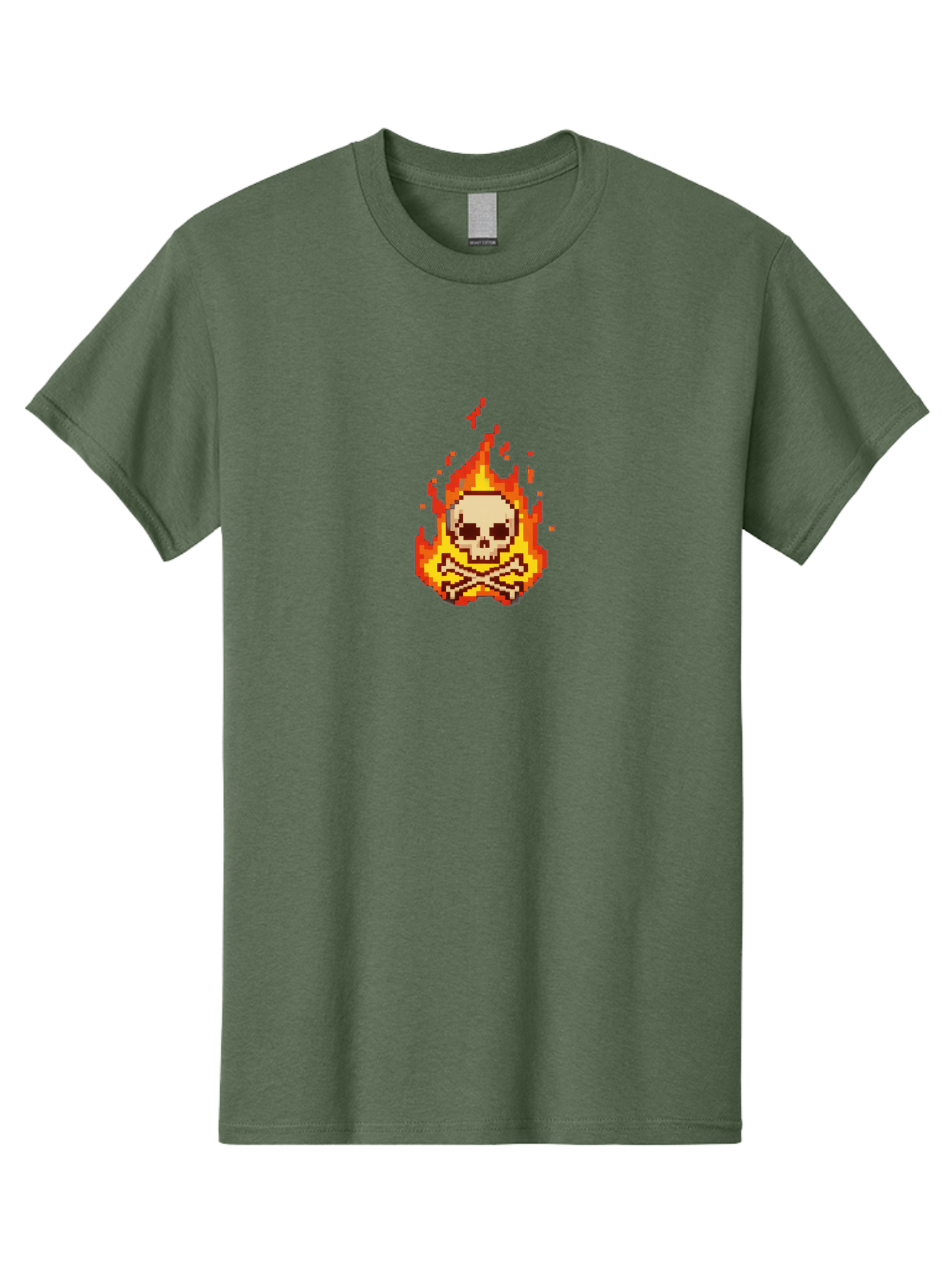 Pixel-Skull-And-Crossbones Men'S Graphic Tee, 100% Cotton, Comfortable Casual Summer Wear, Machine Washable, Death Symbol, Danger Sign, Warning Sign, Skull And Crossbones, Pixel Art, Retro Gaming, Grunge Aesthetics, Fiery Flames, Bae242