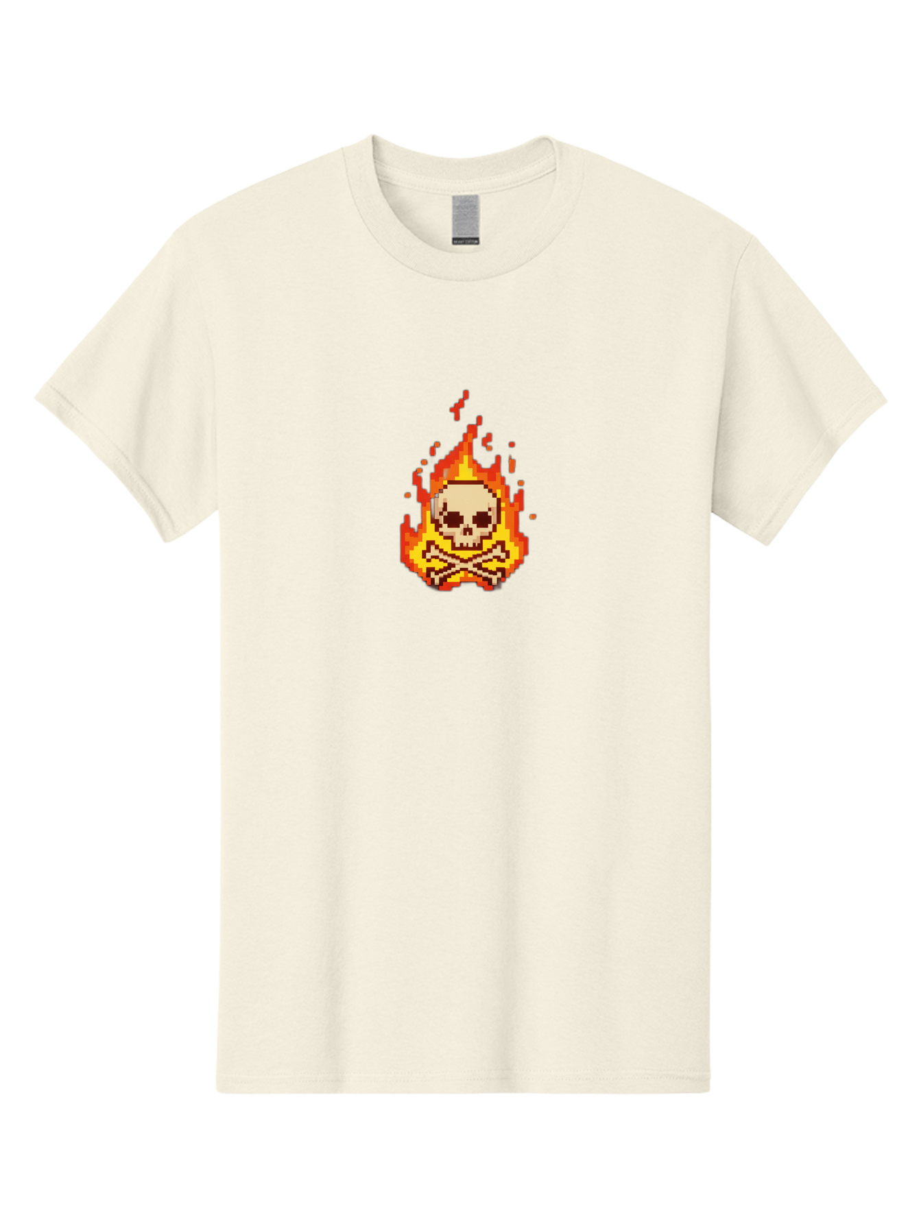 Pixel-Skull-And-Crossbones Men'S Graphic Tee, 100% Cotton, Comfortable Casual Summer Wear, Machine Washable, Death Symbol, Danger Sign, Warning Sign, Skull And Crossbones, Pixel Art, Retro Gaming, Grunge Aesthetics, Fiery Flames, Bae242