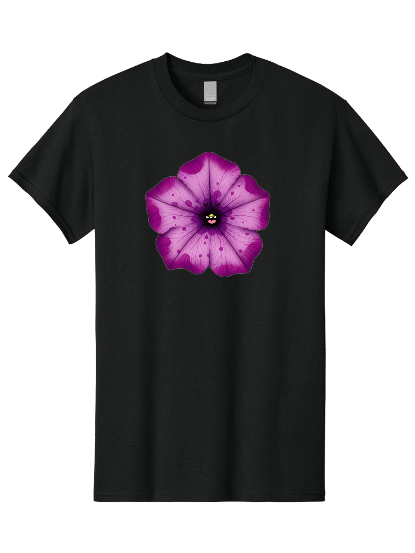 Purple-Flower Men'S Graphic Tee, 100% Cotton, Comfortable Casual Summer Wear, Machine Washable, Purple Flower, Cartoon Style, Vibrant Colors, Whimsical Design, Floral Pattern, Playful Character, Purple Petals, Spotty Design Bae243