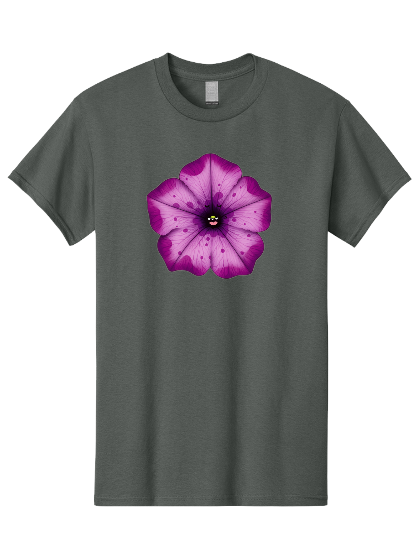 Purple-Flower Men'S Graphic Tee, 100% Cotton, Comfortable Casual Summer Wear, Machine Washable, Purple Flower, Cartoon Style, Vibrant Colors, Whimsical Design, Floral Pattern, Playful Character, Purple Petals, Spotty Design Bae243