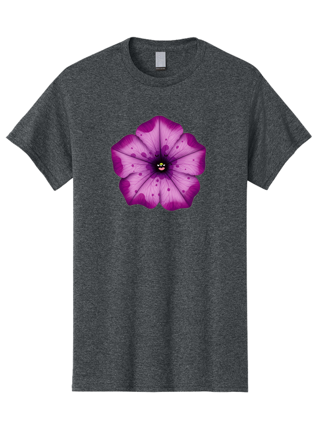 Purple-Flower Men'S Graphic Tee, 100% Cotton, Comfortable Casual Summer Wear, Machine Washable, Purple Flower, Cartoon Style, Vibrant Colors, Whimsical Design, Floral Pattern, Playful Character, Purple Petals, Spotty Design Bae243